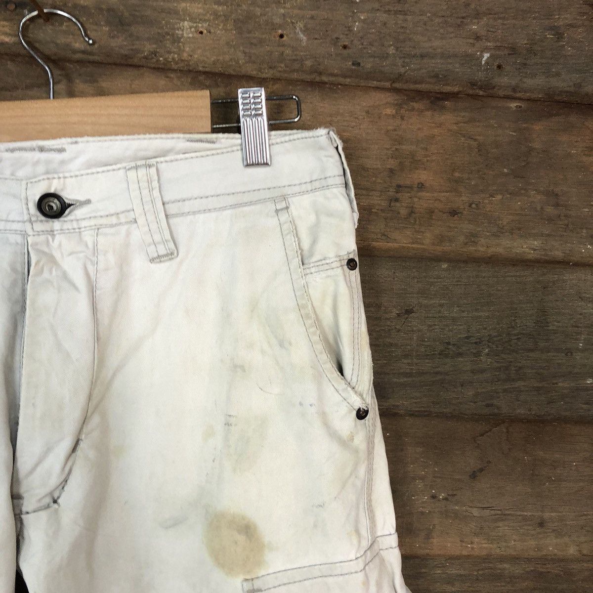 Japanese Brand Even River White dirty thrashes utility Cargo Pants #7052 Size US 29 - 5 Thumbnail