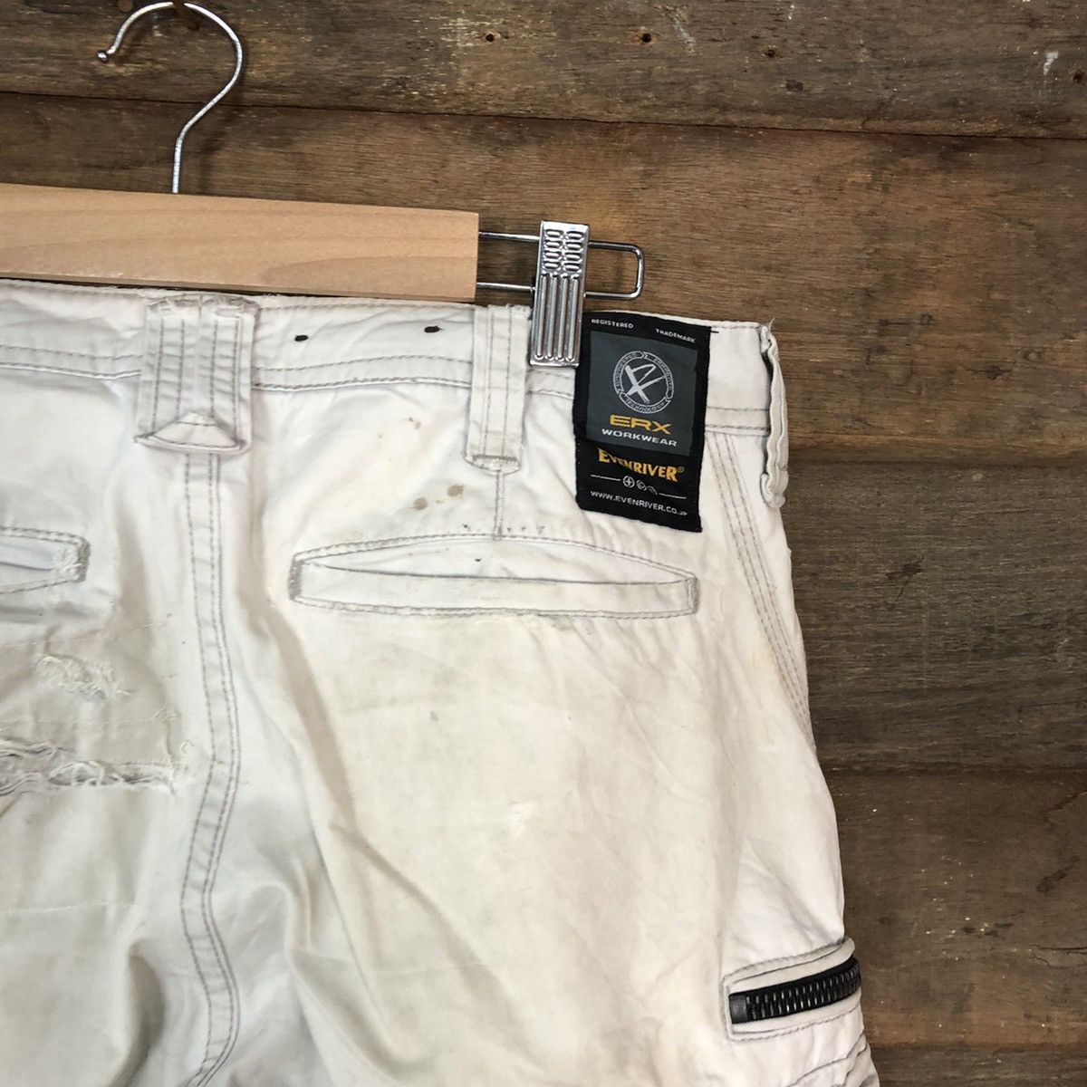 Japanese Brand Even River White dirty thrashes utility Cargo Pants #7052 Size US 29 - 14 Thumbnail