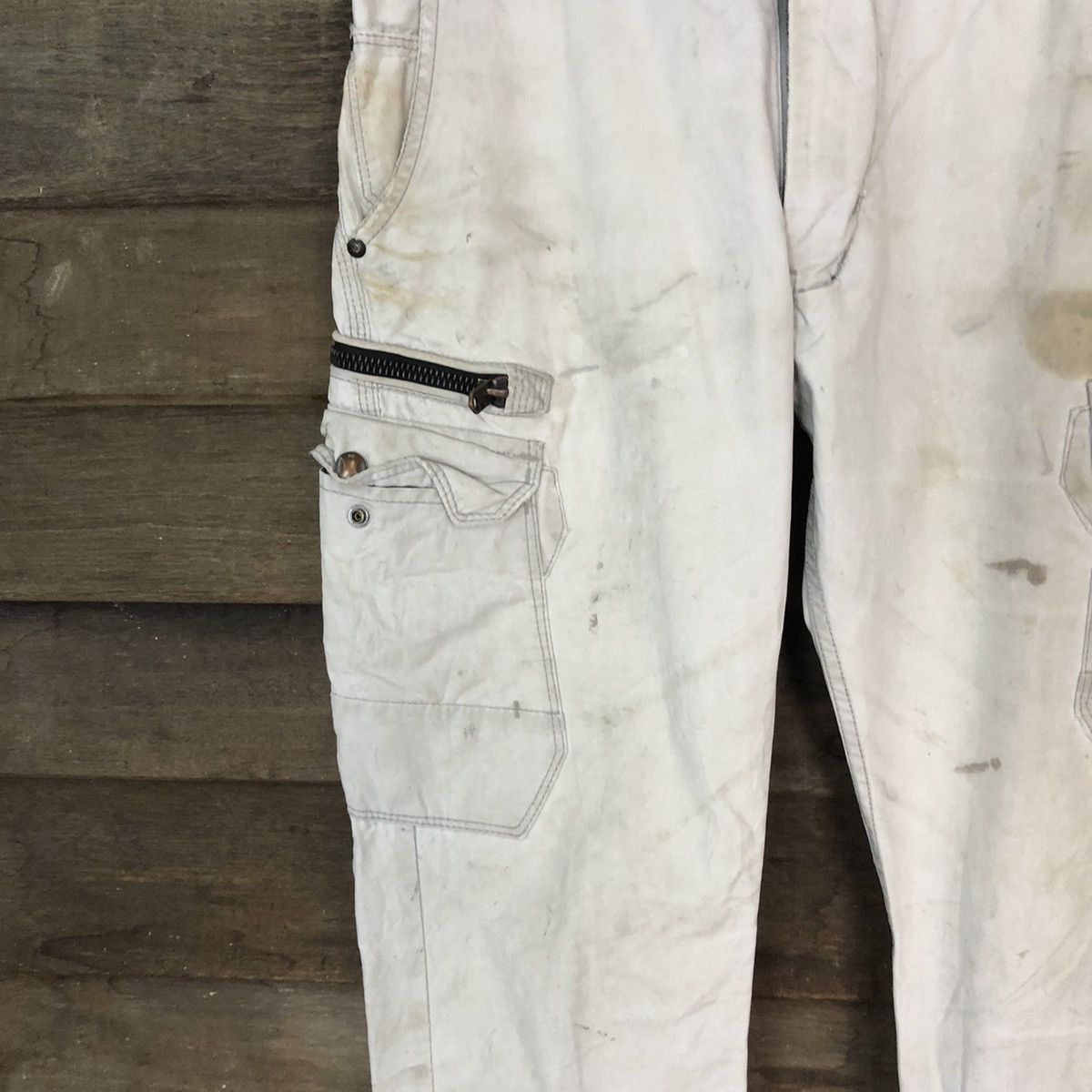 Japanese Brand Even River White dirty thrashes utility Cargo Pants #7052 Size US 29 - 6 Thumbnail