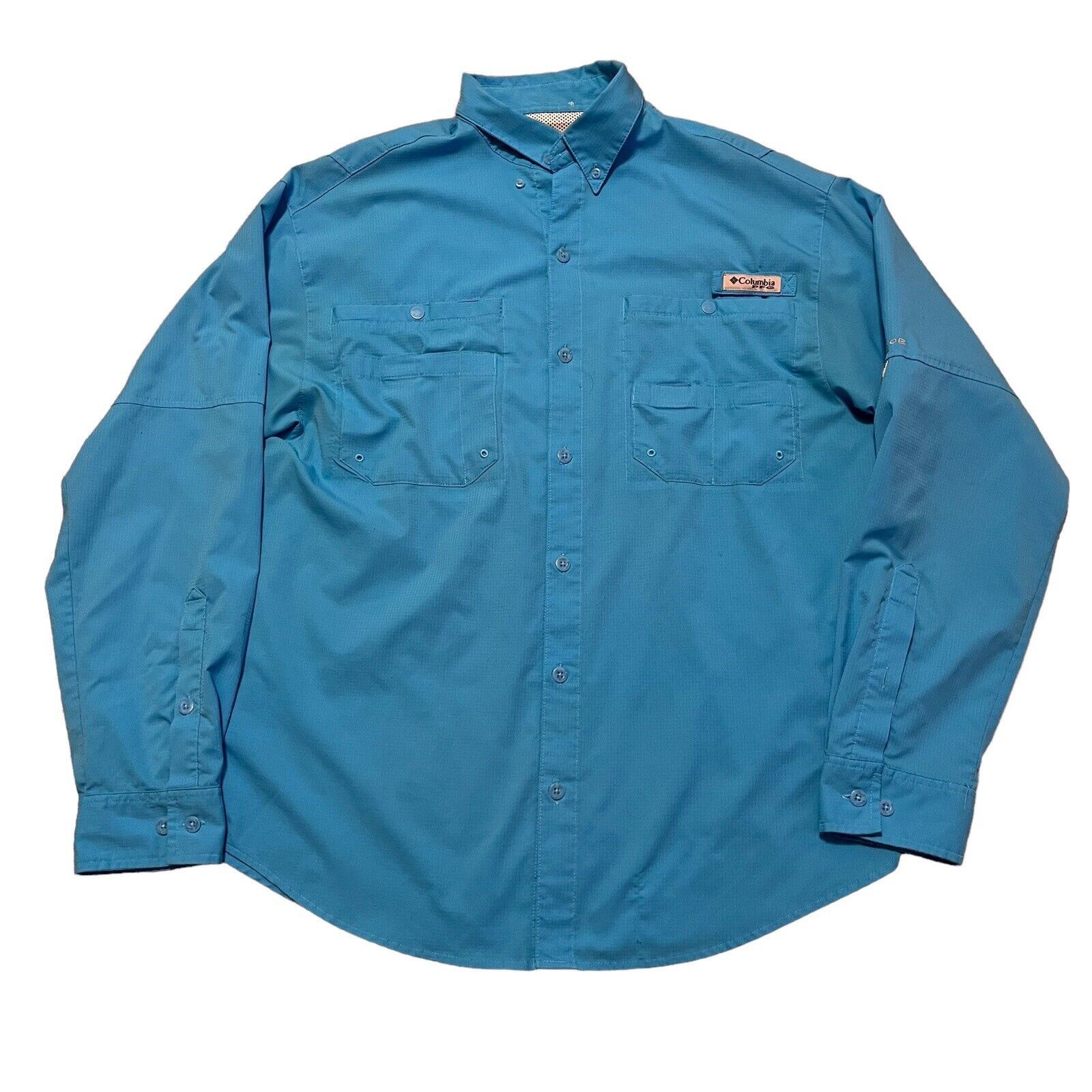 Vintage Columbia PFG Button Up Shirt Mens Large Blue Fishing Gear ...