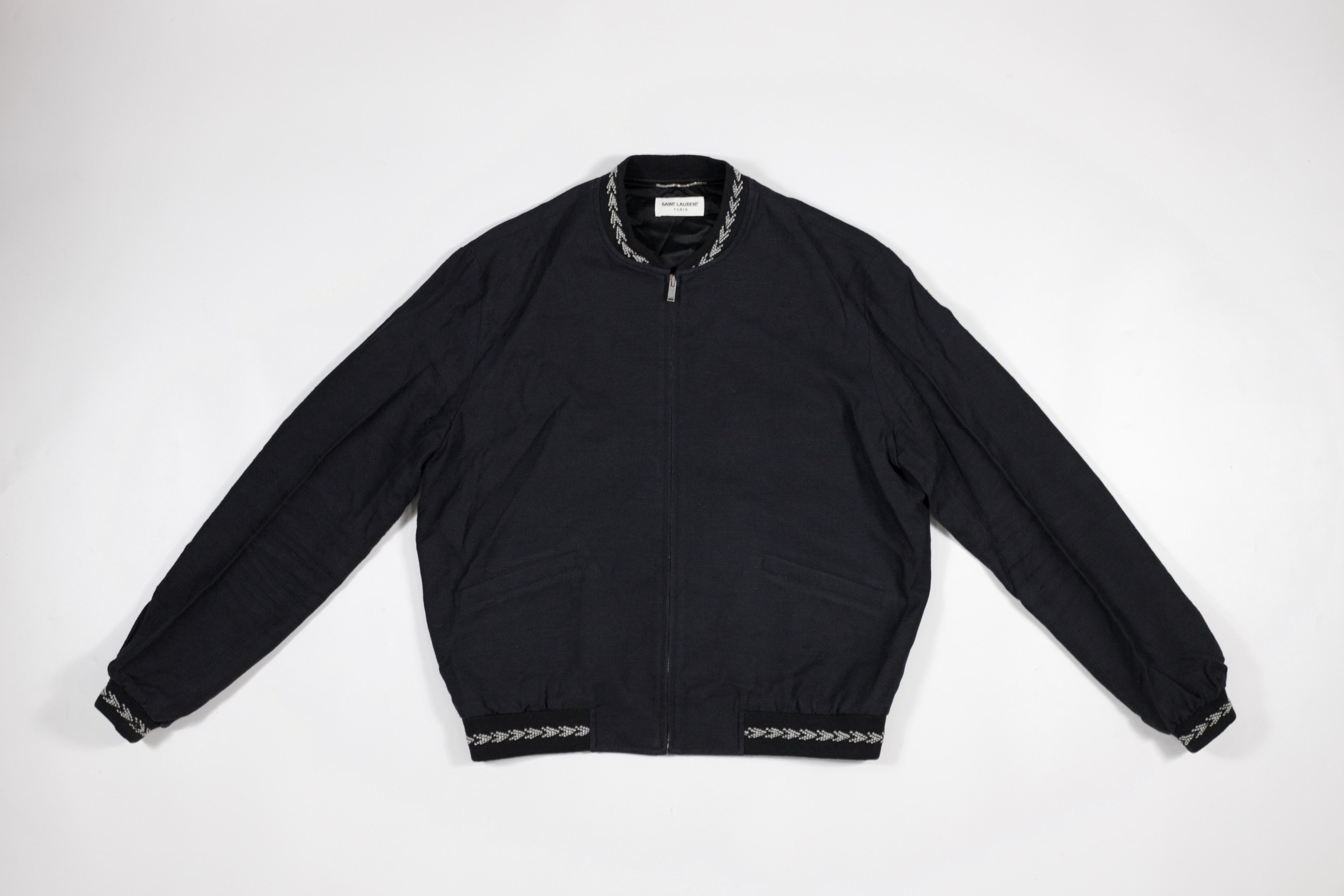 Saint Laurent Paris 54 size! 2017 Saint Laurent Paris Ikat Linen Bomber Jacket Size US L / EU 52-54 / 3 - 1 Thumbnail