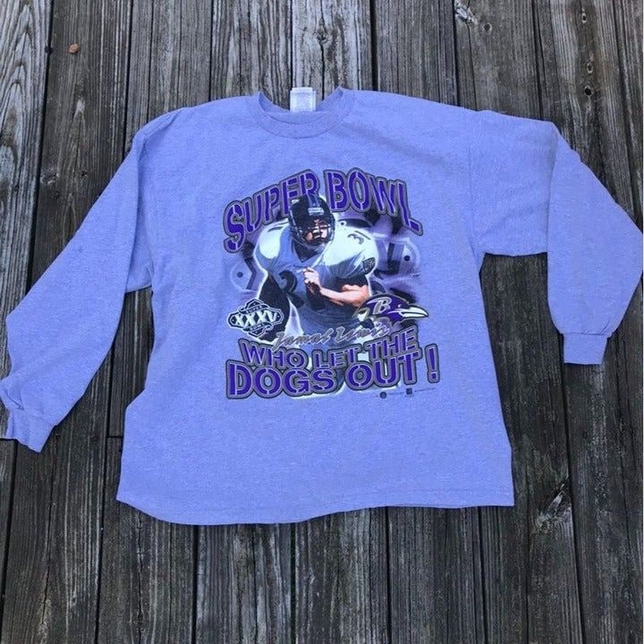 Vintage Grey Baltimore Ravens Jamal Lewis Championship TEE