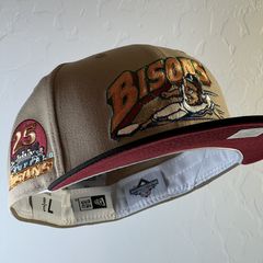 Vegas Gold Buffalo Bison Olive Green Visor Gray Bottom International League Side Patch New Era 59FIFTY Fitted 7 3/4