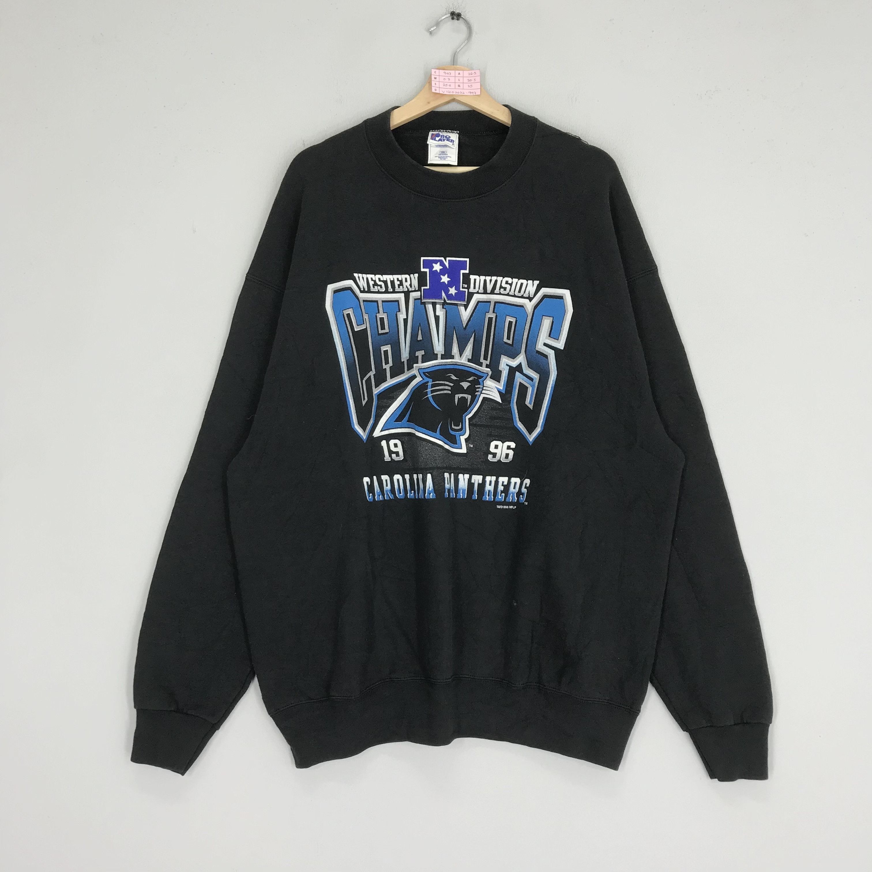 image of Vintage 90's Carolina Panthers Sportswear Nfl Big Logo in Black, Men's (Size 2XL)