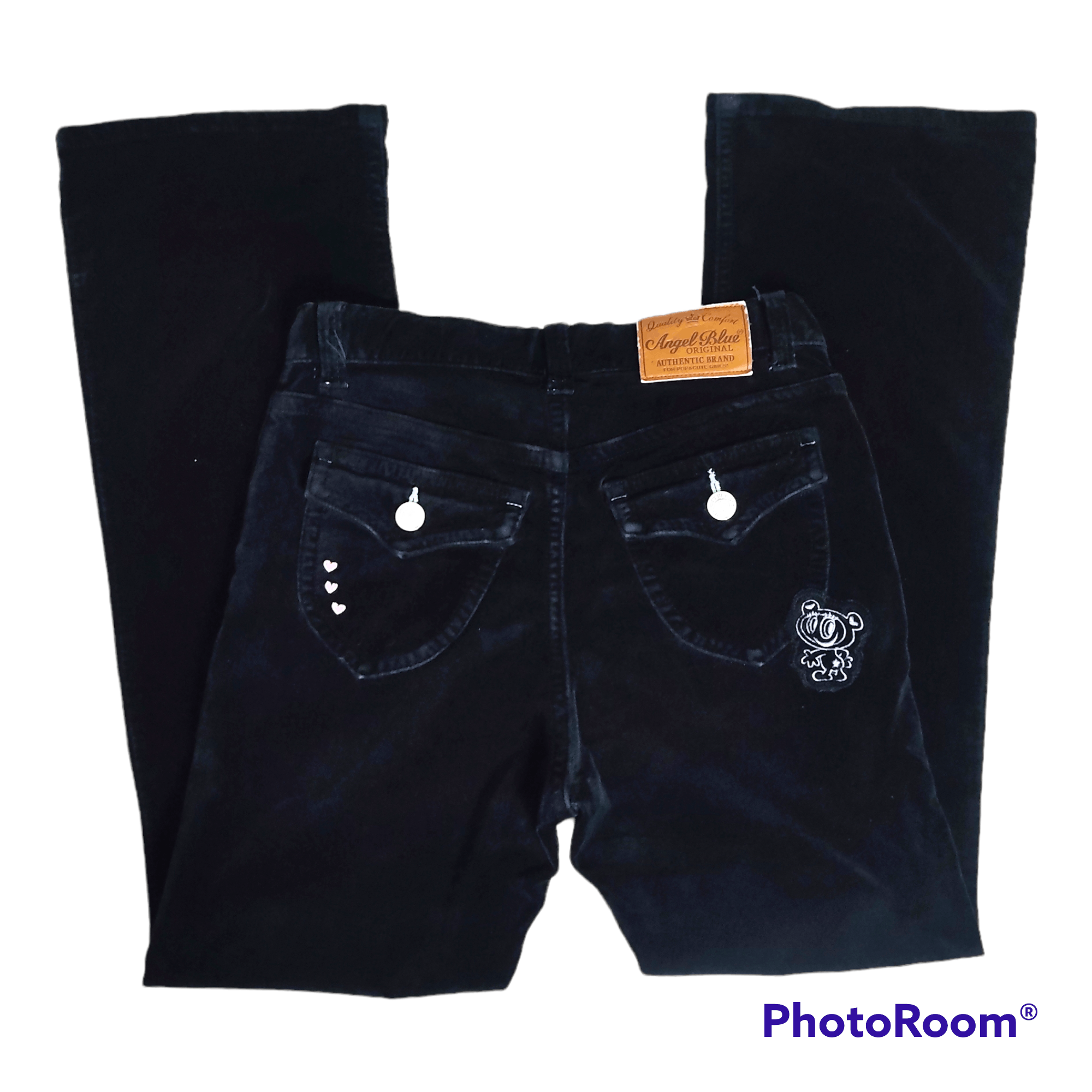 Hysteric Glamour Vintage 90s Angel Blue Velvet Flare Jeans Size 28" / US 6 / IT 42 - 4 Thumbnail
