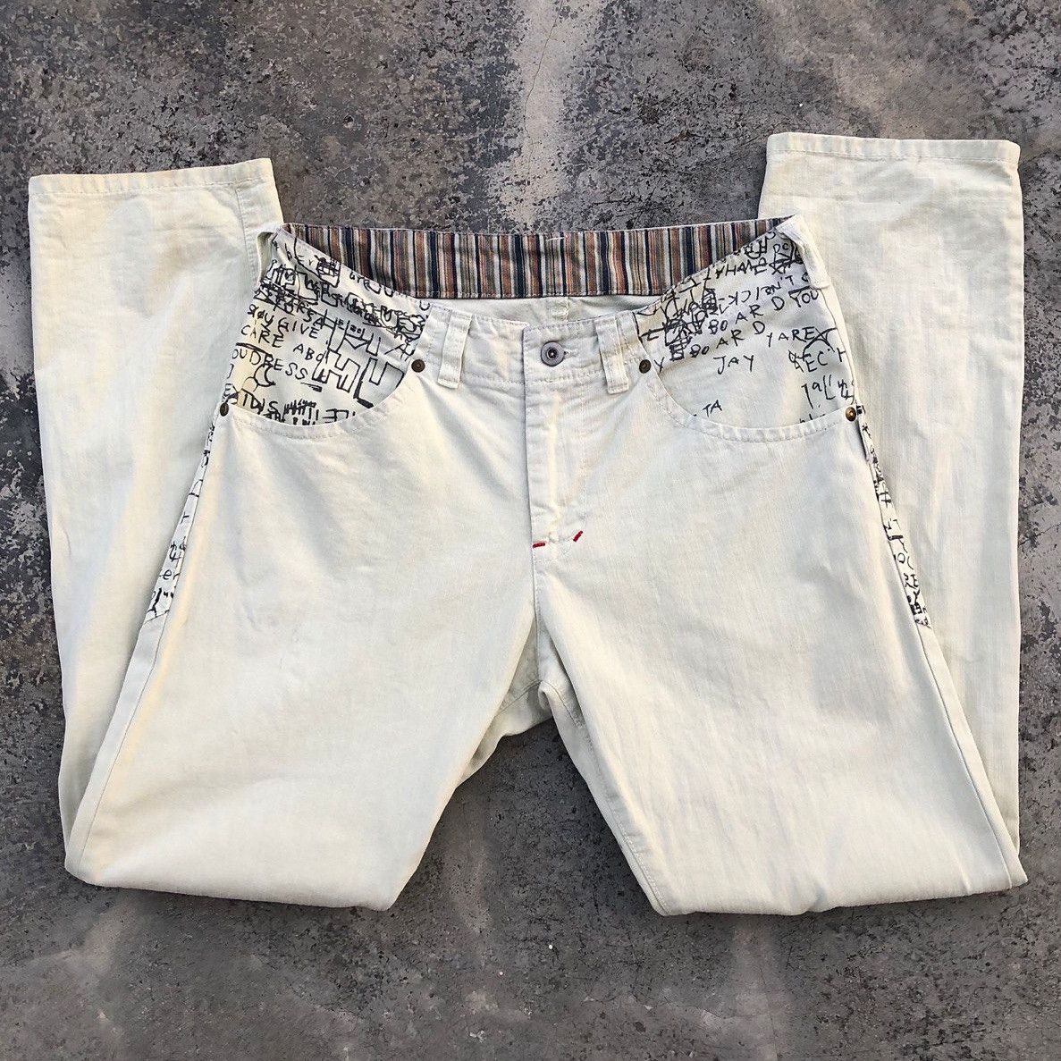 Art Comes First GUELL MUSTARD Graffiti Pants Inspired By Andy Warhol Size US 32 / EU 48 - 3 Thumbnail