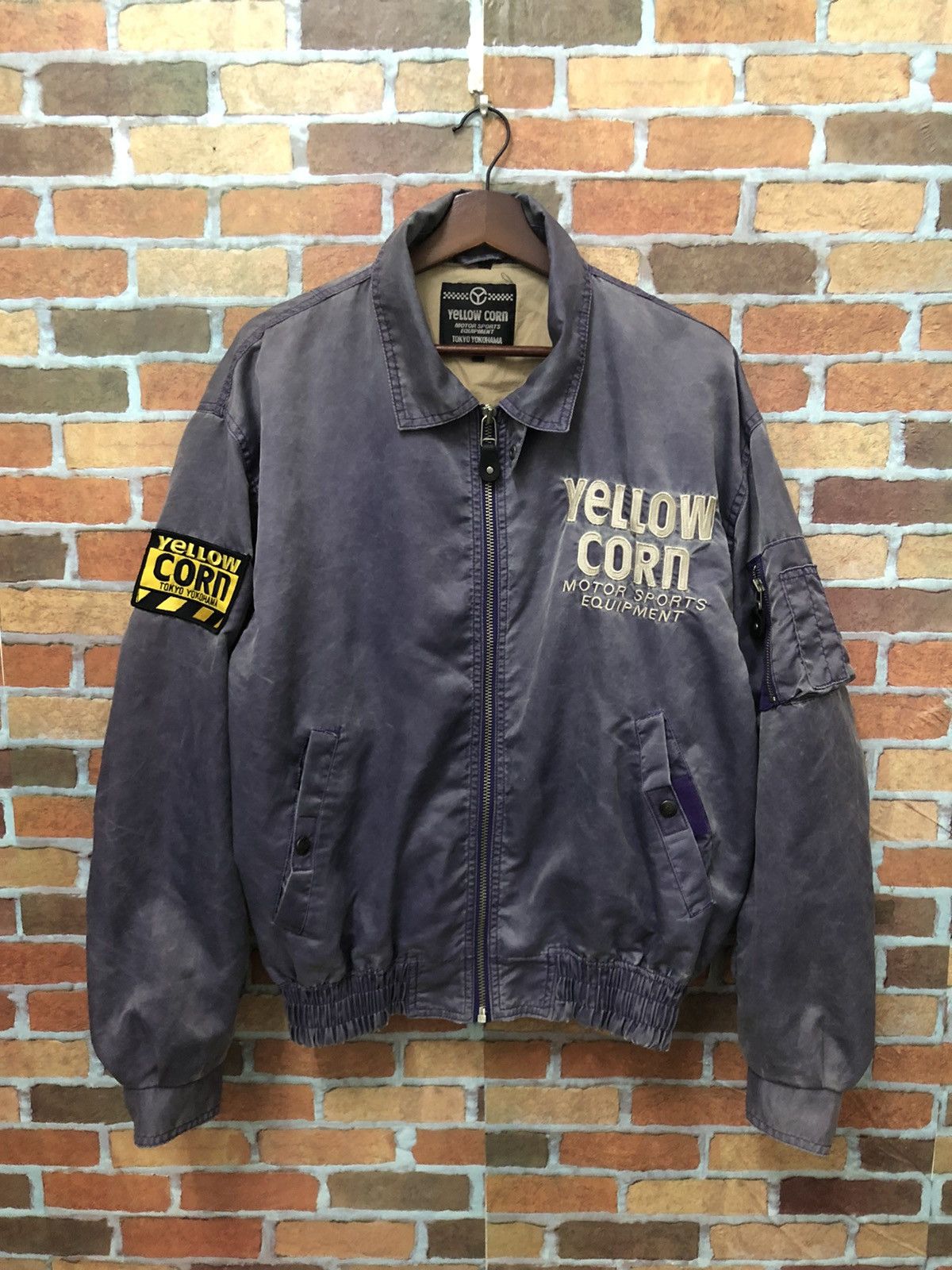 Japanese Brand × Racing × Yellow Corn Black running project by yellow corn  vintage bomber jacket | Grailed