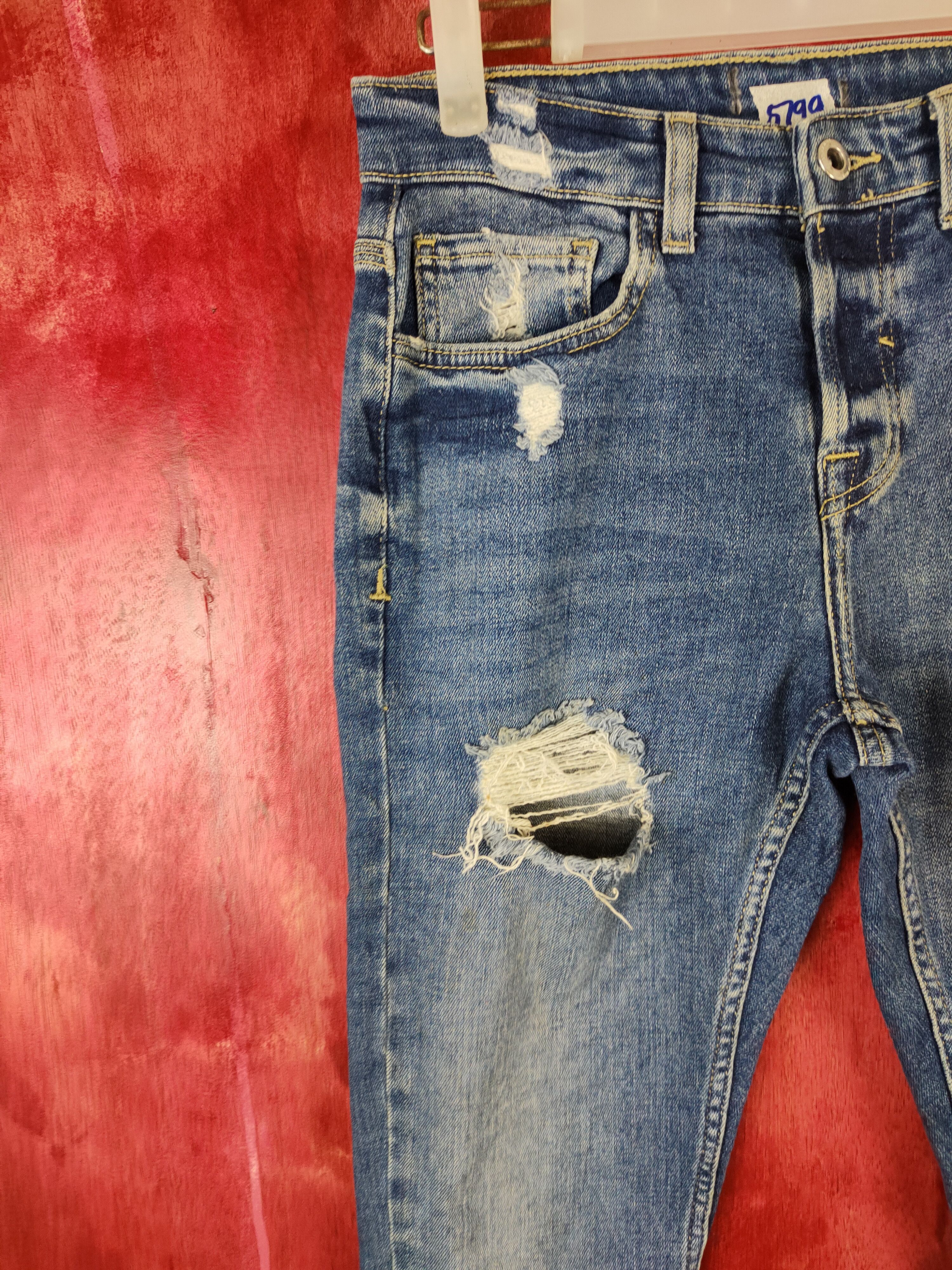 Japanese Brand Inditex ® Blue Ripped Distressed Denim Pants #S514 Size US 27 - 3 Thumbnail