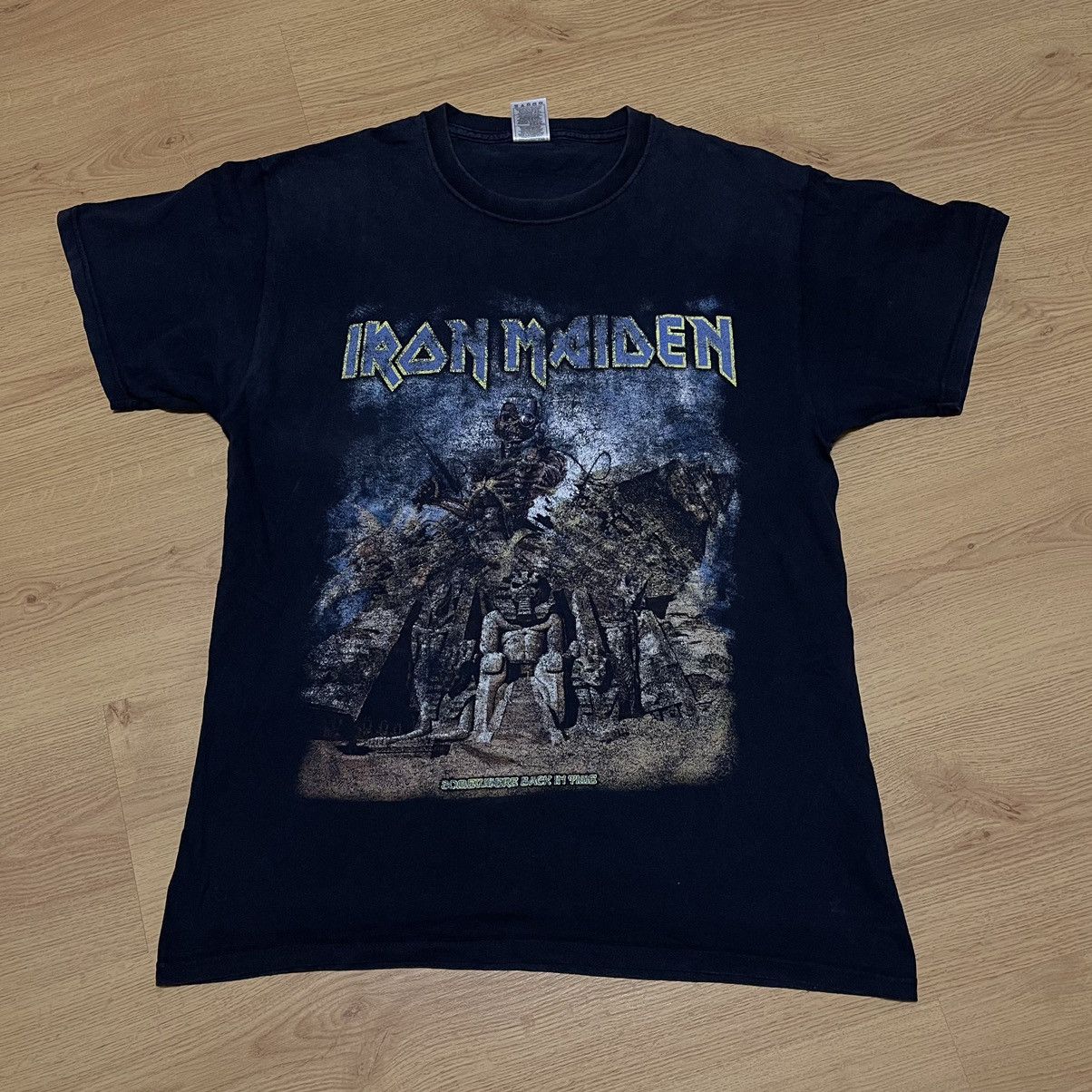 Official Iron Maiden 'Somewhere In Time' Box Logo T-Shirt – Men's Black Band Tee