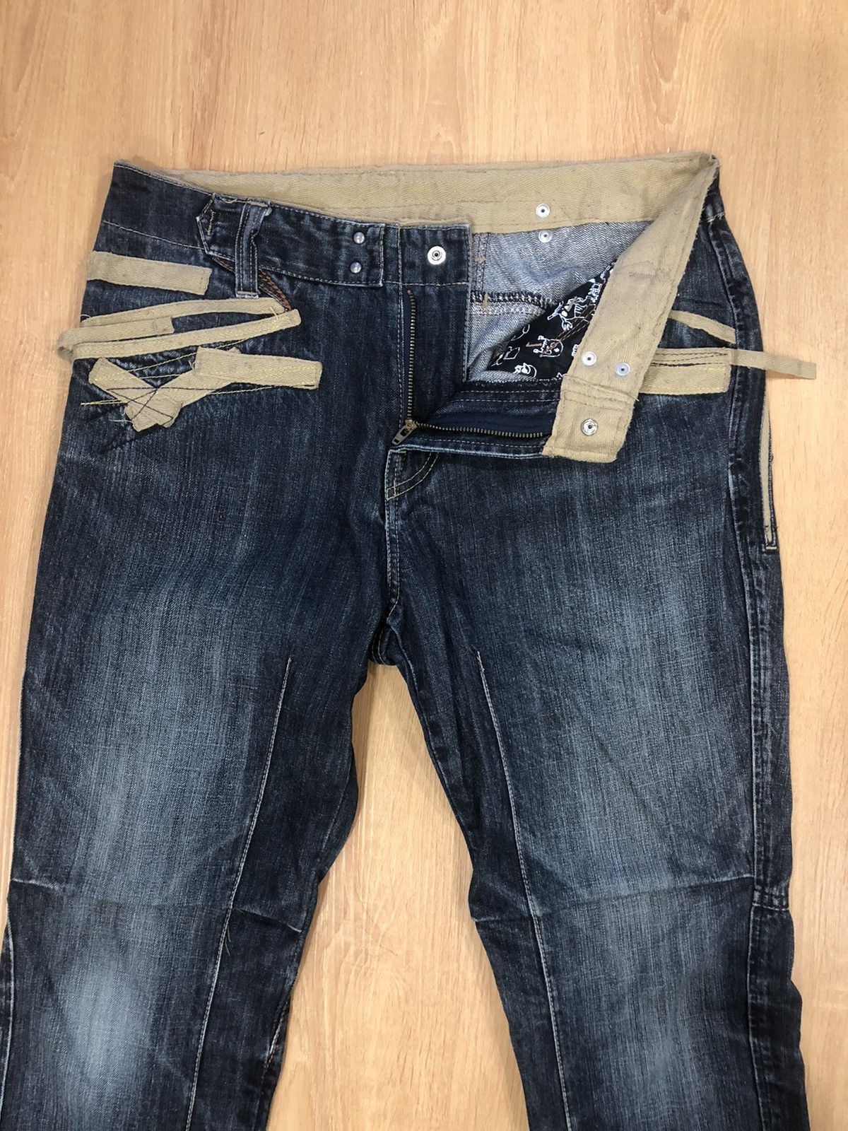 PPFM PPFM Distressed Denim Buckle Back Punk Style Size US 31 - 3 Thumbnail