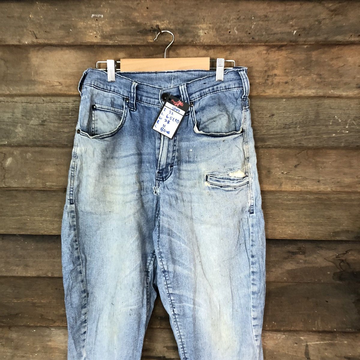 Japanese Brand Tora japan vintage Blue Distressed Denim Pants #5087 Size US 30 / EU 46 - 2 Thumbnail