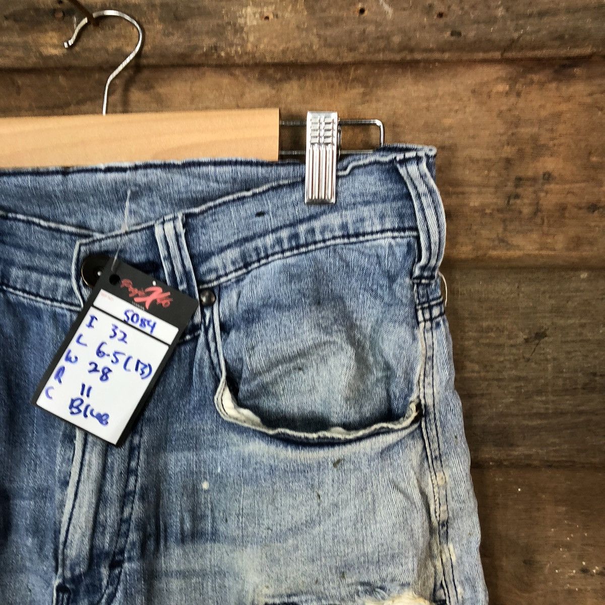 Japanese Brand Tora japan vintage Blue Distressed Denim Pants #5087 Size US 30 / EU 46 - 5 Thumbnail
