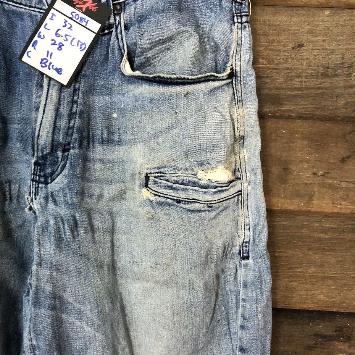 Japanese Brand Tora japan vintage Blue Distressed Denim Pants #5087 Size US 30 / EU 46 - 6 Thumbnail