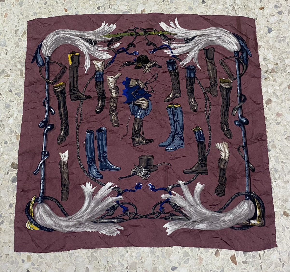 Vintage Silk Scarves Saddle boots