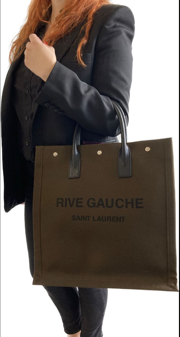 Saint Laurent Beige & Brown Rive Gauche North/South Tote