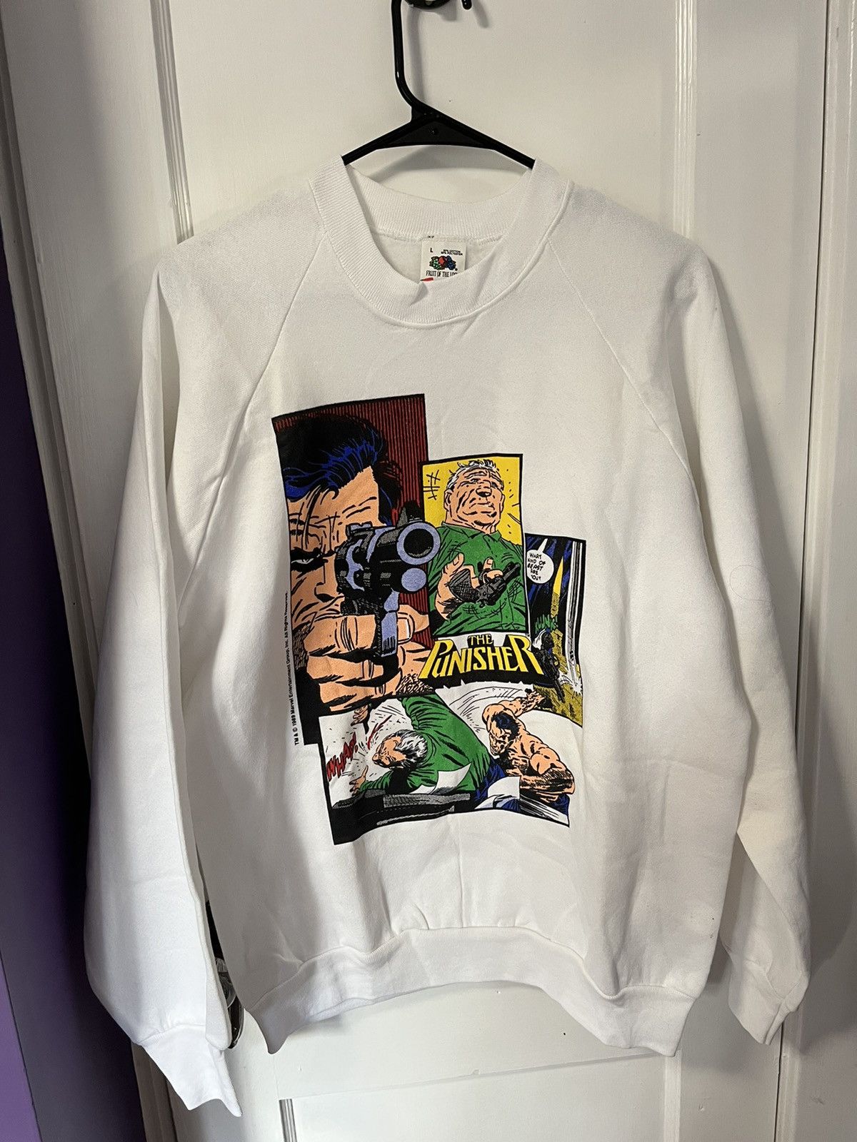 Vintage the punisher rare crewneck white marvel 80s