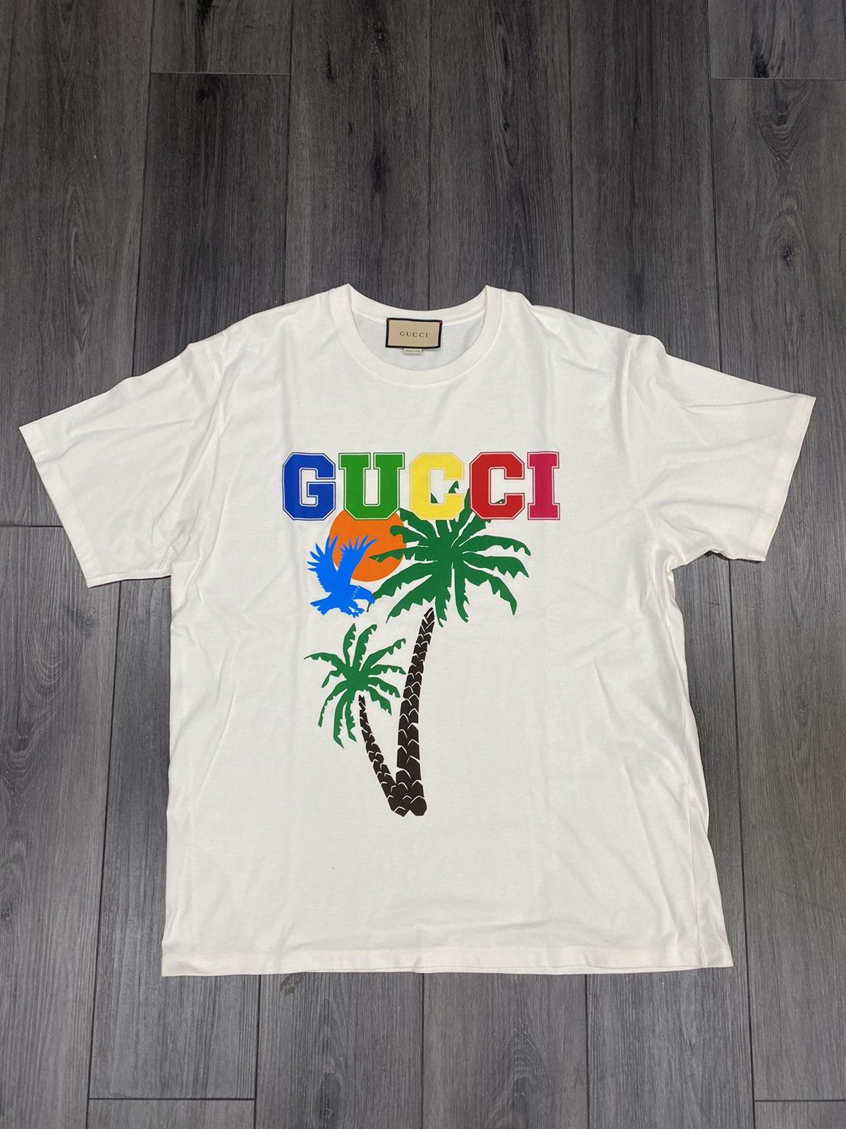 T-shirt Color white Gucci palms on sale