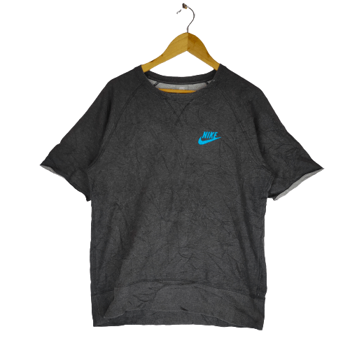 image of Nike Printed Swoosh Logo Short Sleeve Crewneck Sweatshirt, Men's (Size Medium)