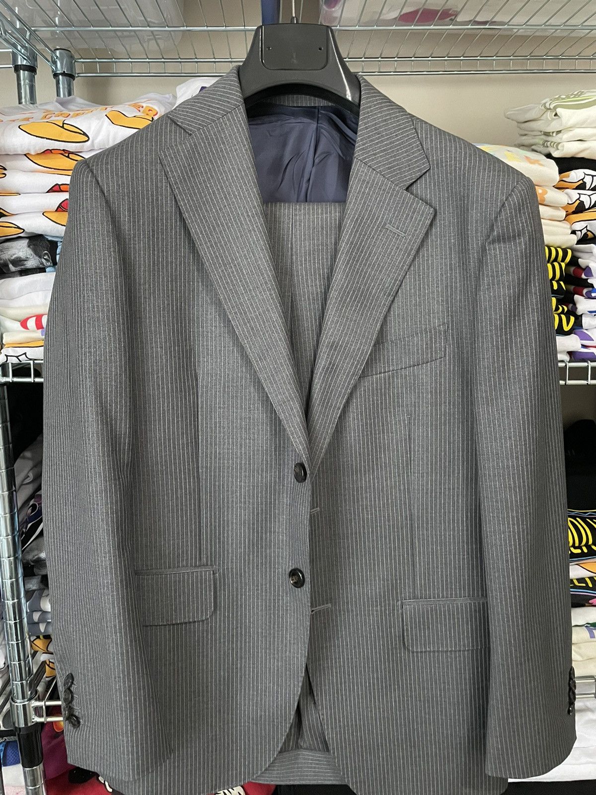 image of Suitsupply Gray Pinstriped Napoli Suit in Grey, Men's (Size 38S)