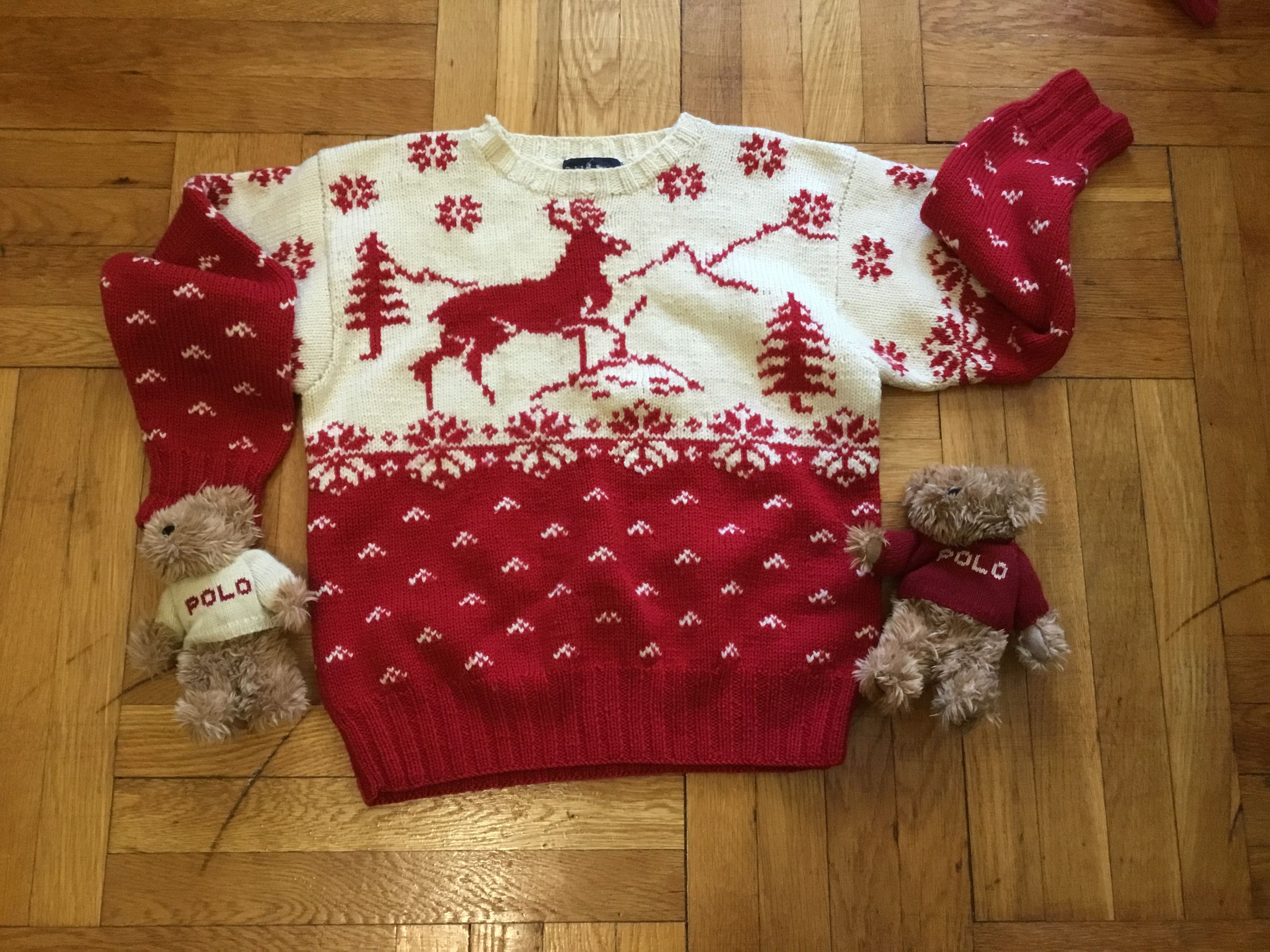 Rare Polo high quality Ralph Lauren Reindeer Christmas Sweater Youth Size 7