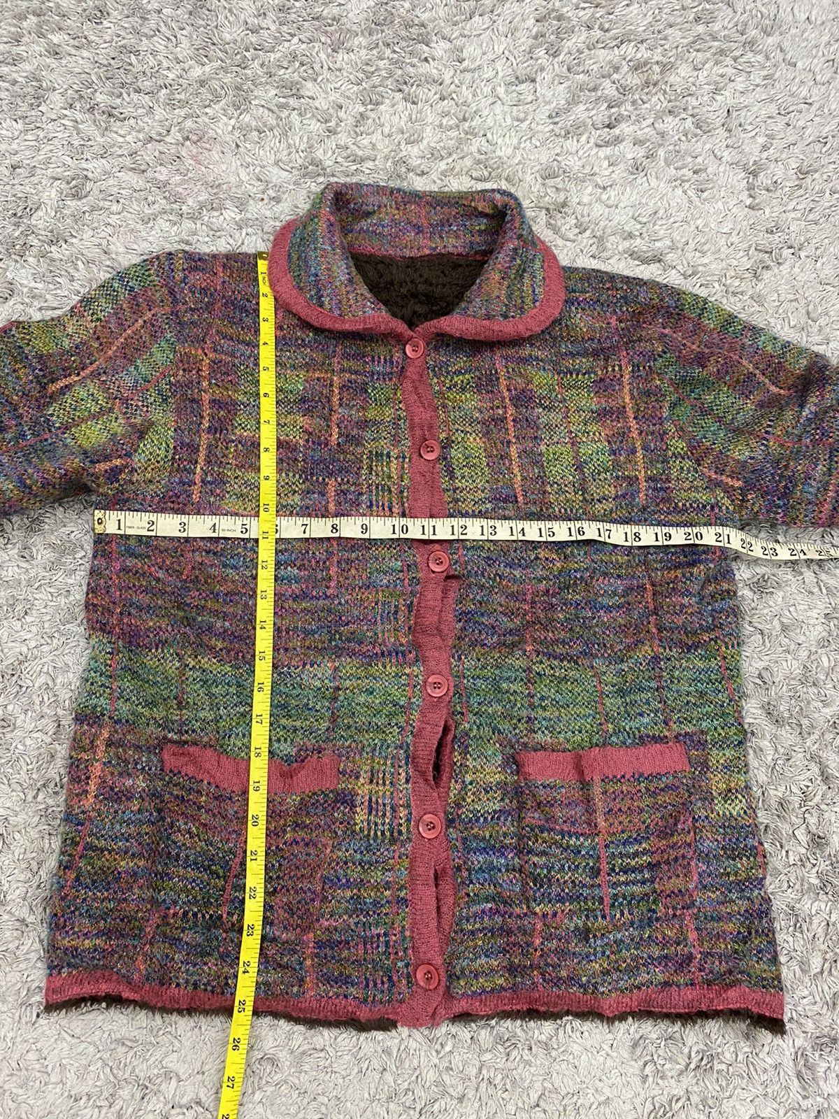 Aran Isles Knitwear × Japanese Brand × Vintage Vintage Colourful Shaggy Knitwear Cardigan Size US M / EU 48-50 / 2 - 8 Thumbnail