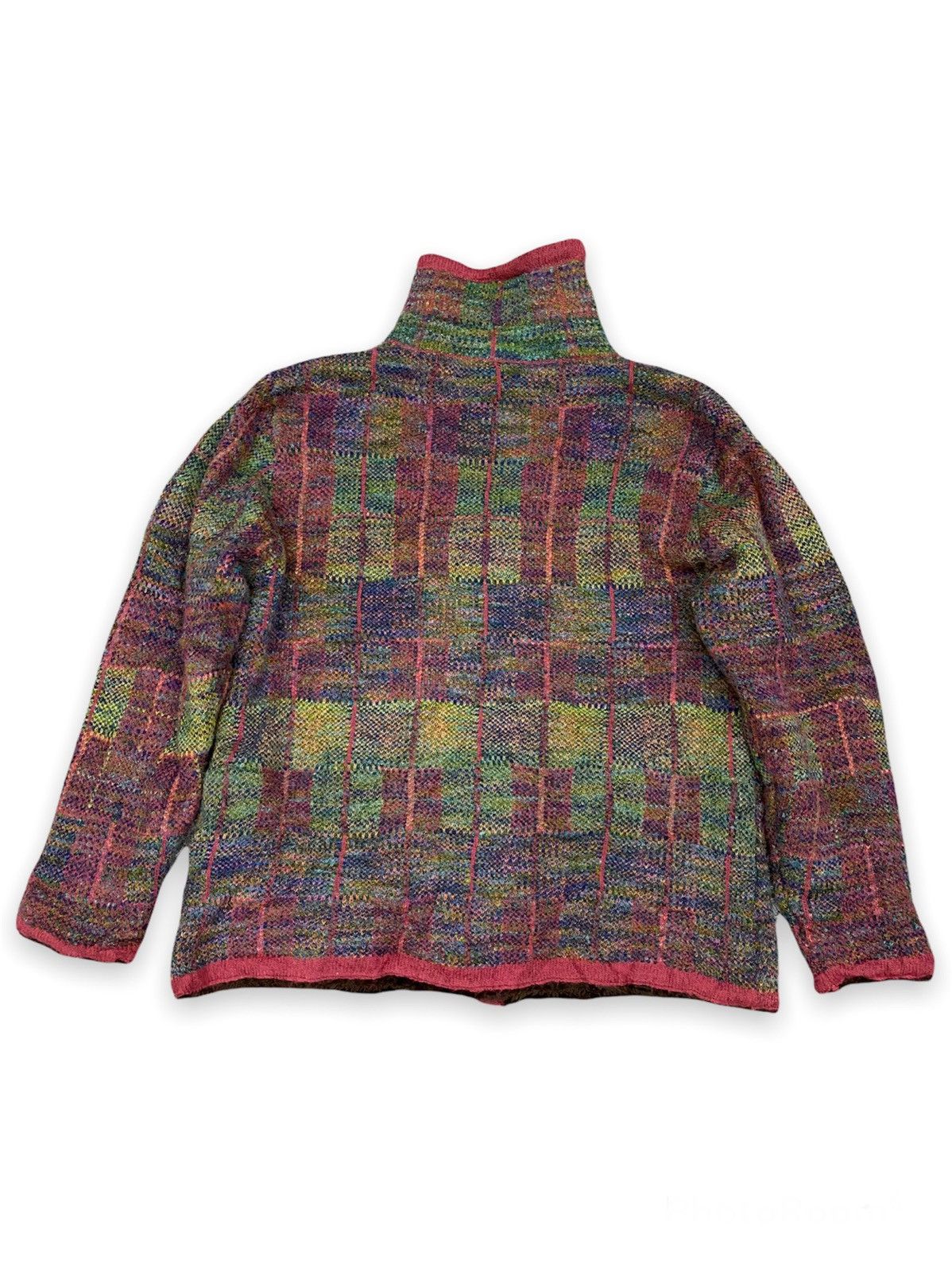 Aran Isles Knitwear × Japanese Brand × Vintage Vintage Colourful Shaggy Knitwear Cardigan Size US M / EU 48-50 / 2 - 4 Thumbnail