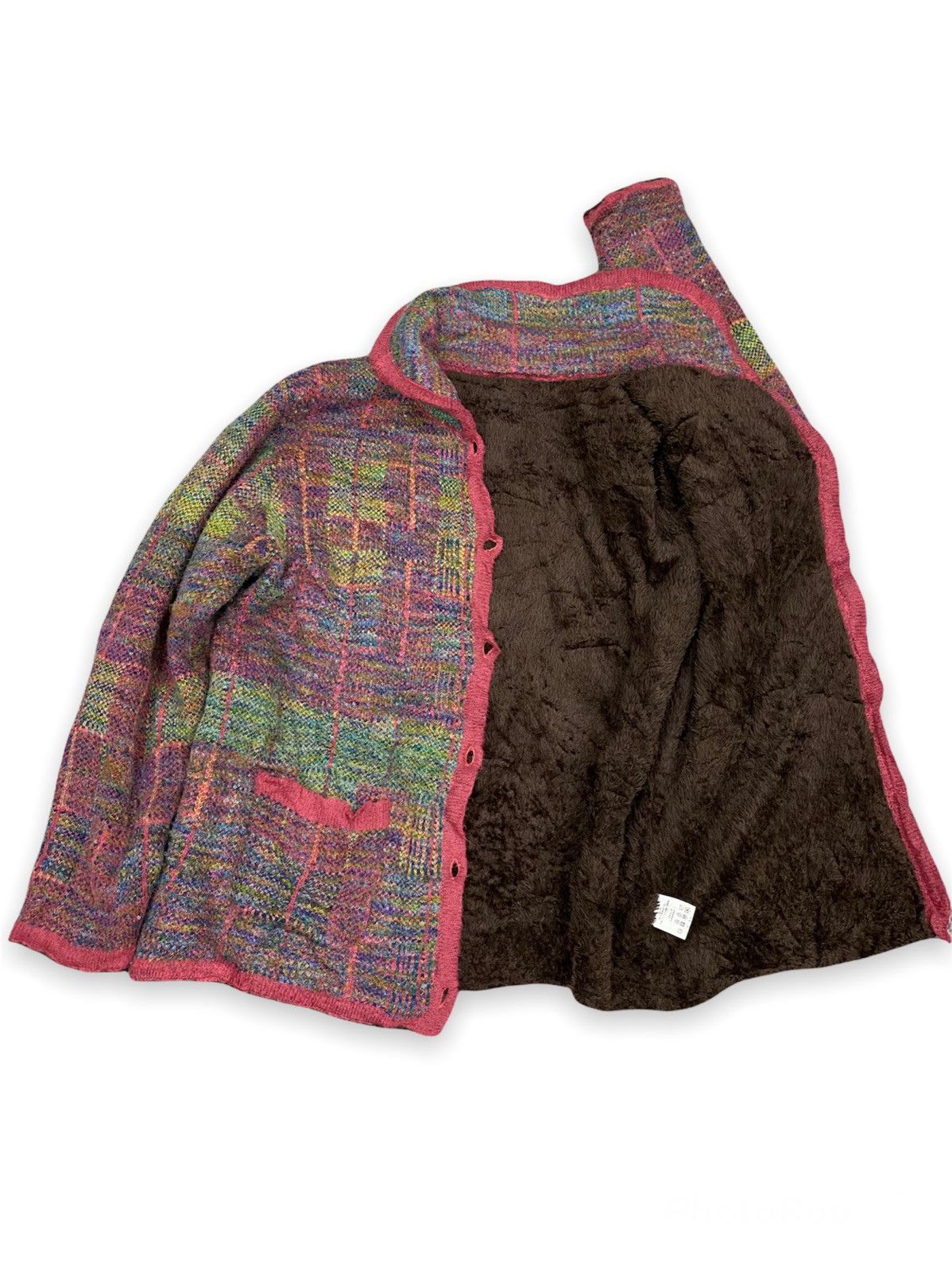Aran Isles Knitwear × Japanese Brand × Vintage Vintage Colourful Shaggy Knitwear Cardigan Size US M / EU 48-50 / 2 - 5 Thumbnail