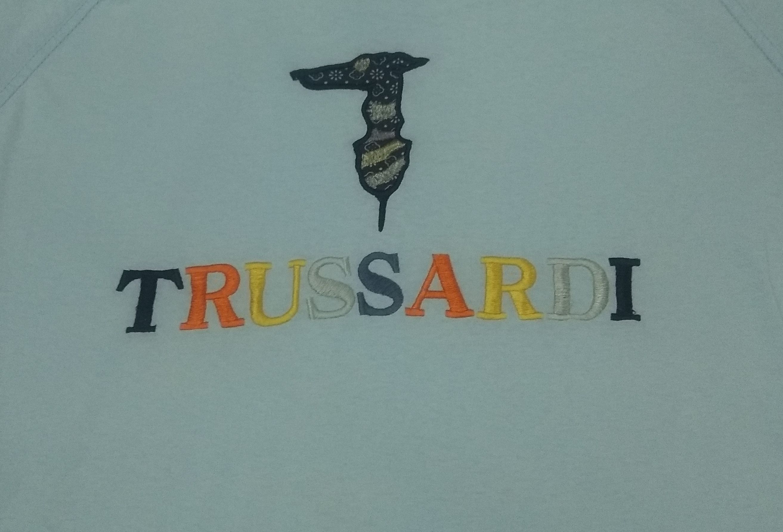 Designer × Trussardi × Vintage Vintage Trusardi big logo multicolour tshirt made in italy Size US L / EU 52-54 / 3 - 6 Thumbnail
