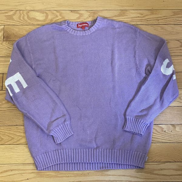 Supreme Used Supreme Back Logo Sweater Lilac Large | Grailed