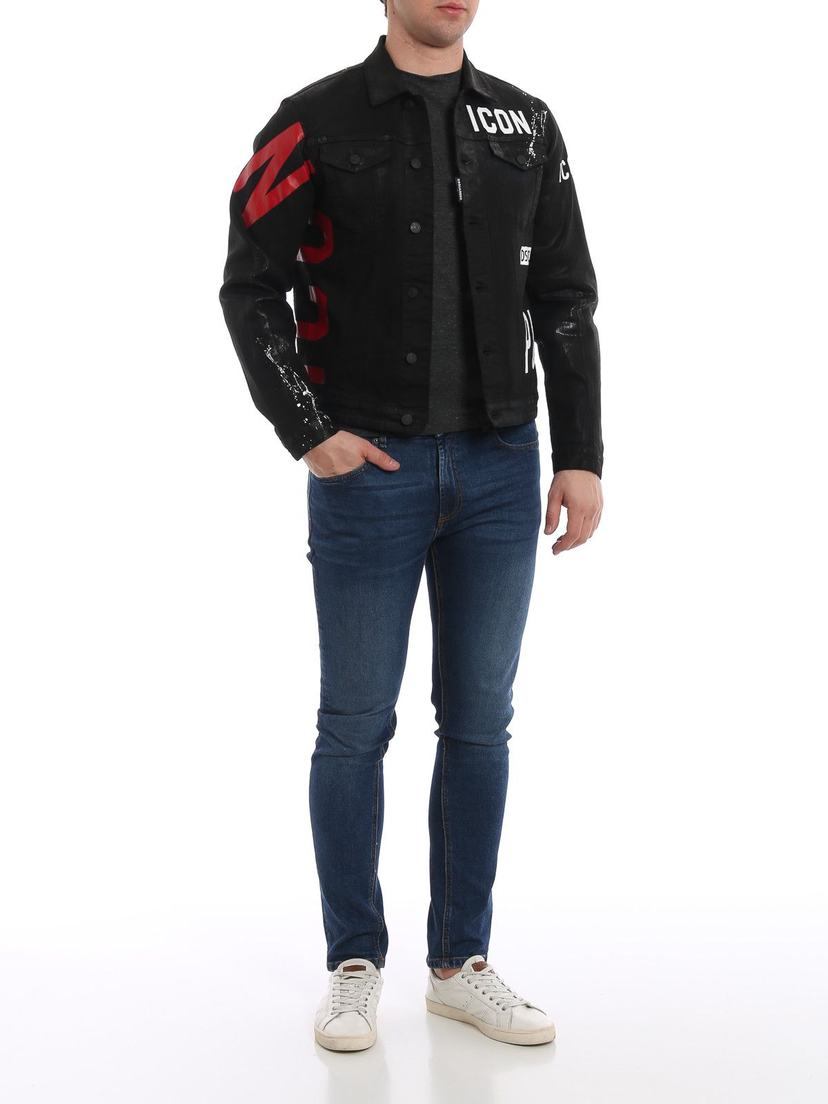 Dsquared2 DSQUARED2 Icon Print Waxed Cotton Denim Jacket Size US M / EU 48-50 / 2 - 15 Thumbnail