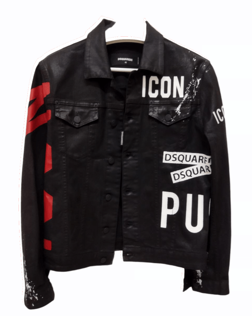Dsquared2 DSQUARED2 Icon Print Waxed Cotton Denim Jacket Size US M / EU 48-50 / 2 - 3 Thumbnail