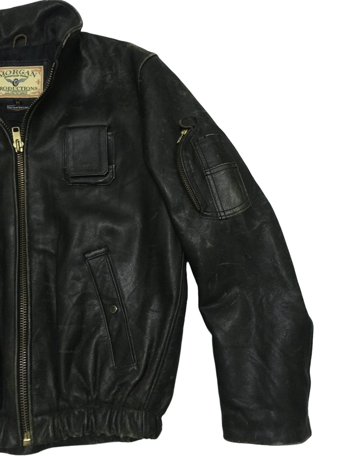 Genuine Leather Rare Vintage Morgan Leather Motocycles Bomber Jacket 1990s Size US M / EU 48-50 / 2 - 4 Thumbnail