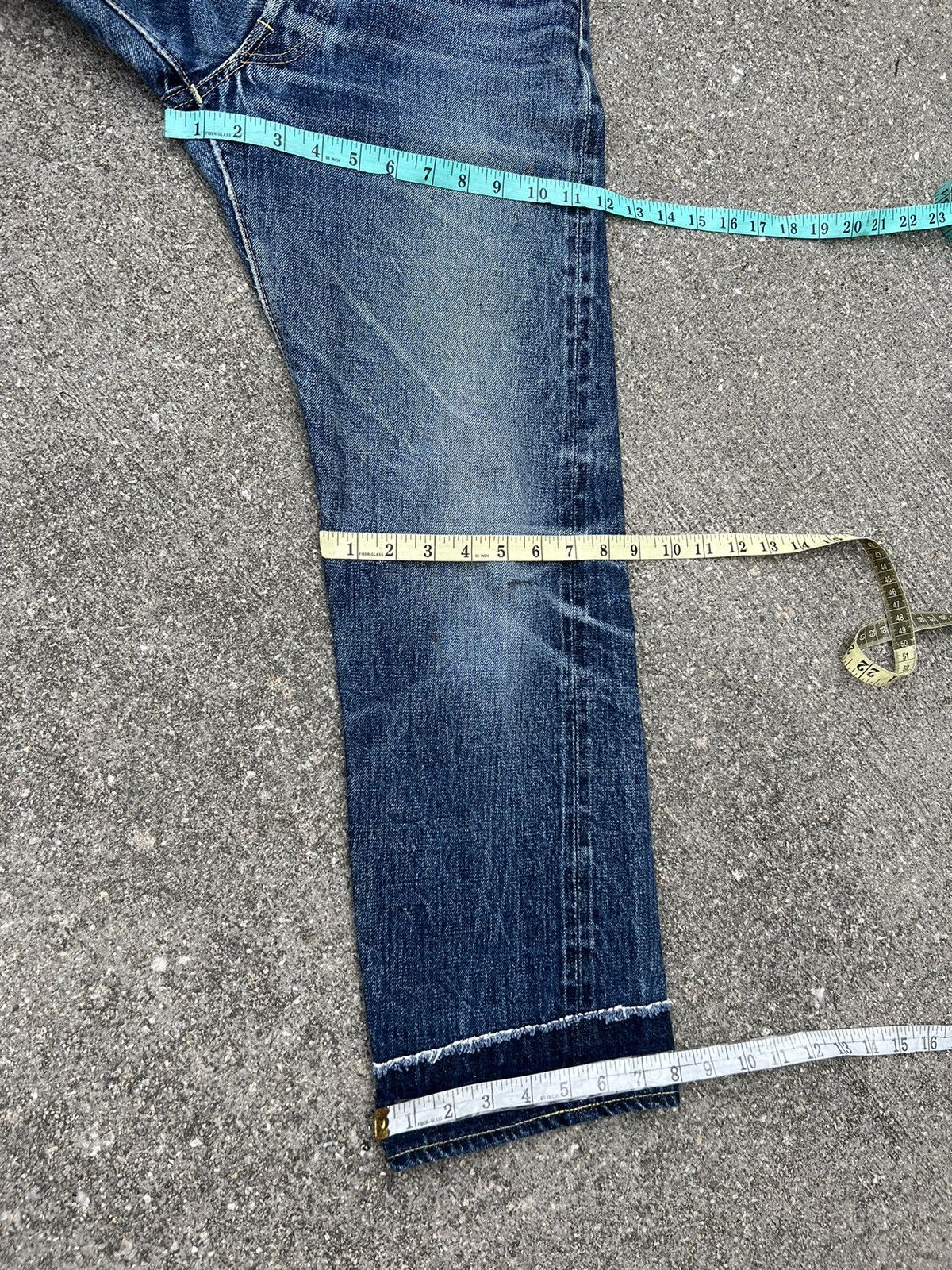 Denime VTG 90s DENIME Japan Leather Patch Selvedge Denim Crop Jeans Size US 31 - 3 Thumbnail