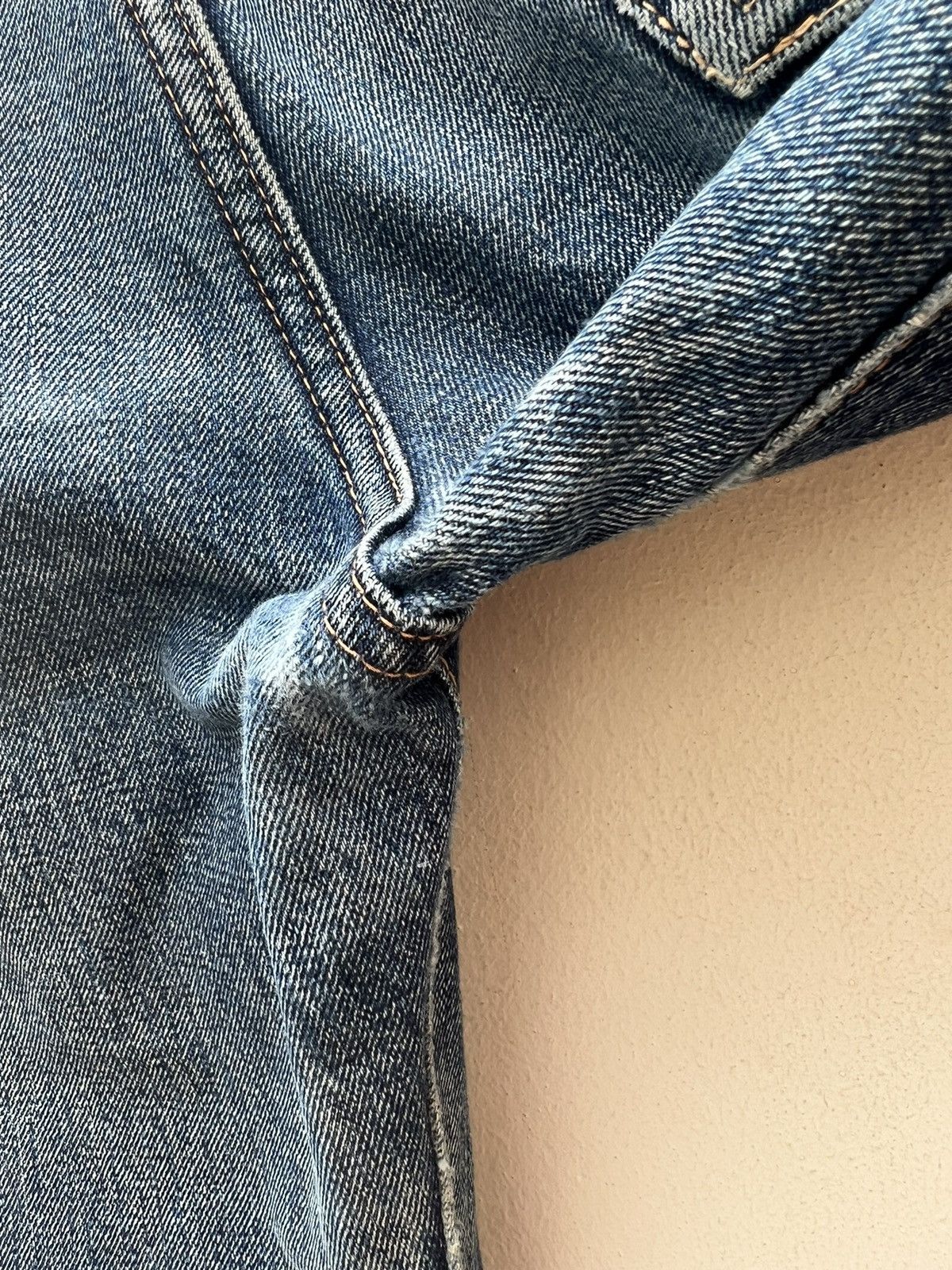 Denime VTG 90s DENIME Japan Leather Patch Selvedge Denim Crop Jeans Size US 31 - 21 Thumbnail