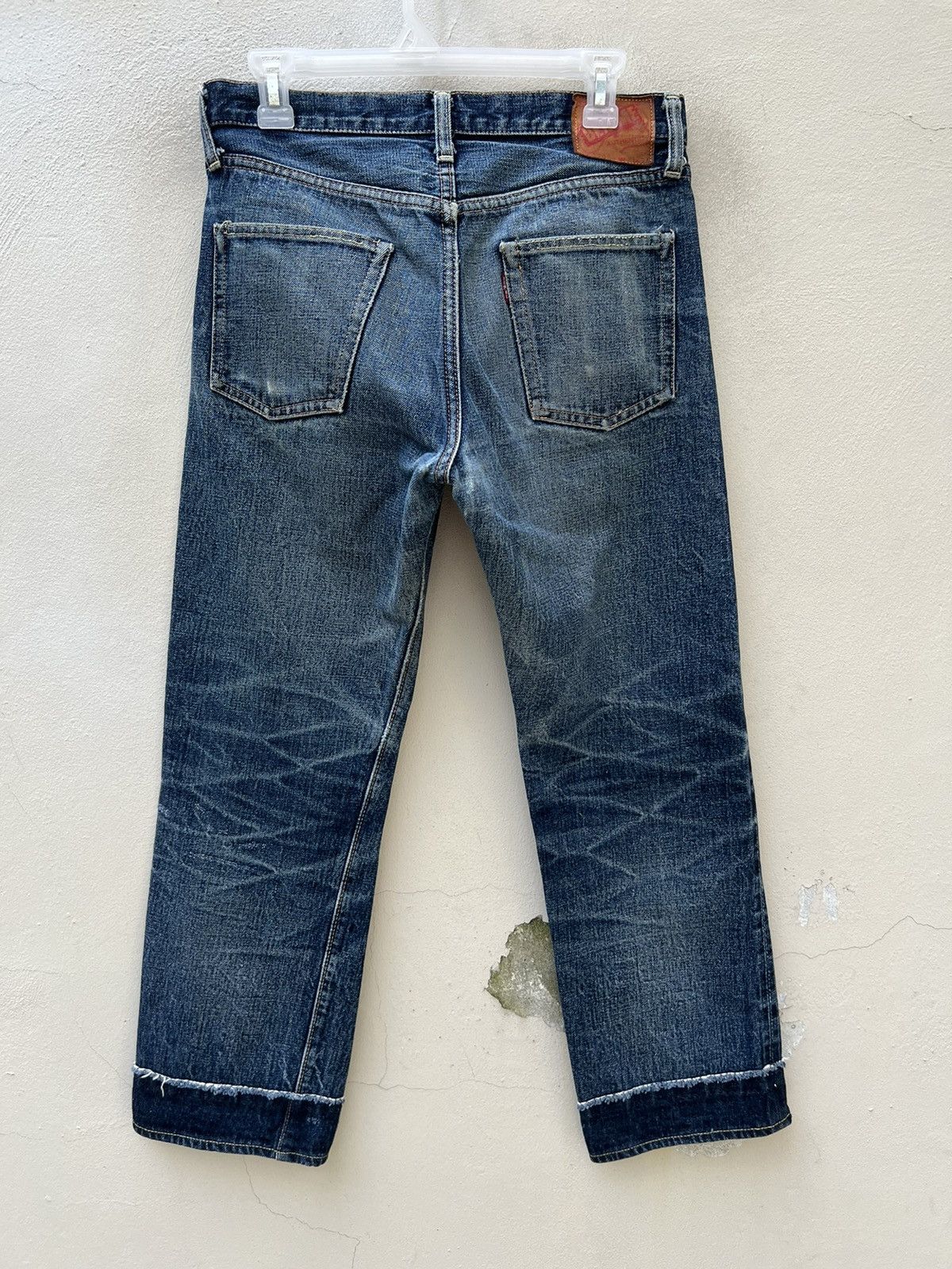 Denime VTG 90s DENIME Japan Leather Patch Selvedge Denim Crop Jeans Size US 31 - 16 Thumbnail