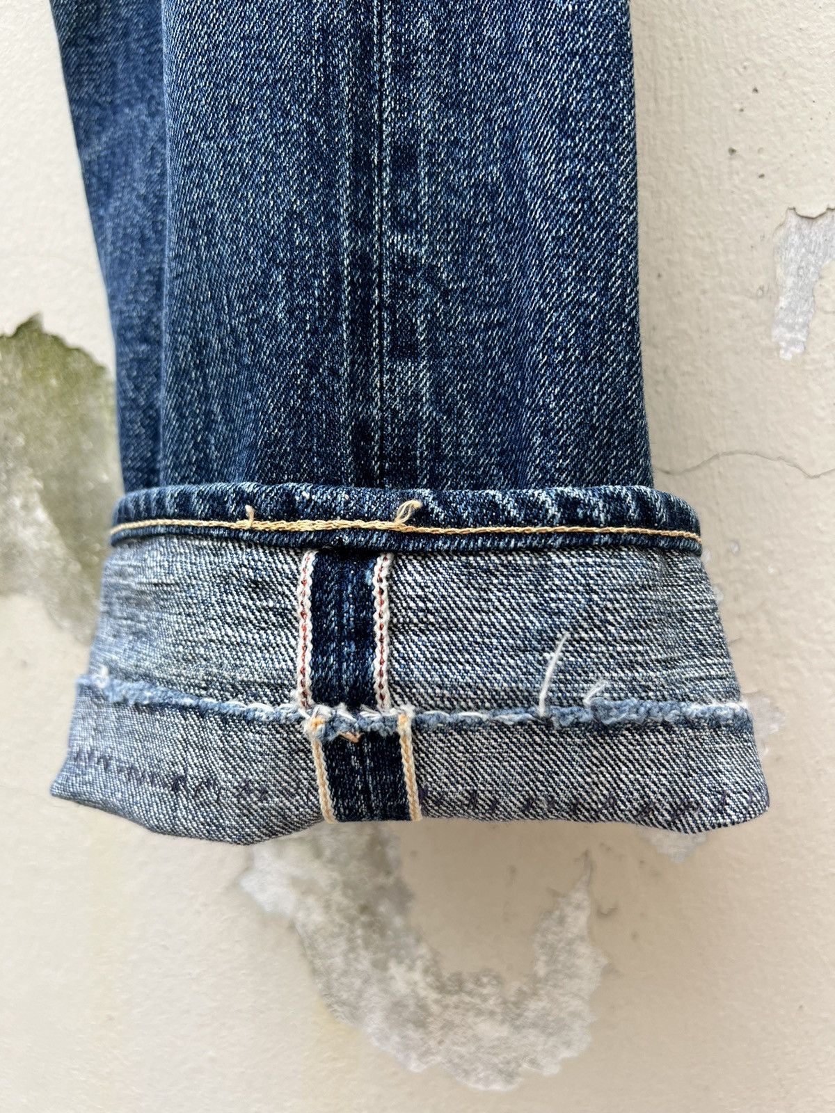 Denime VTG 90s DENIME Japan Leather Patch Selvedge Denim Crop Jeans Size US 31 - 15 Thumbnail
