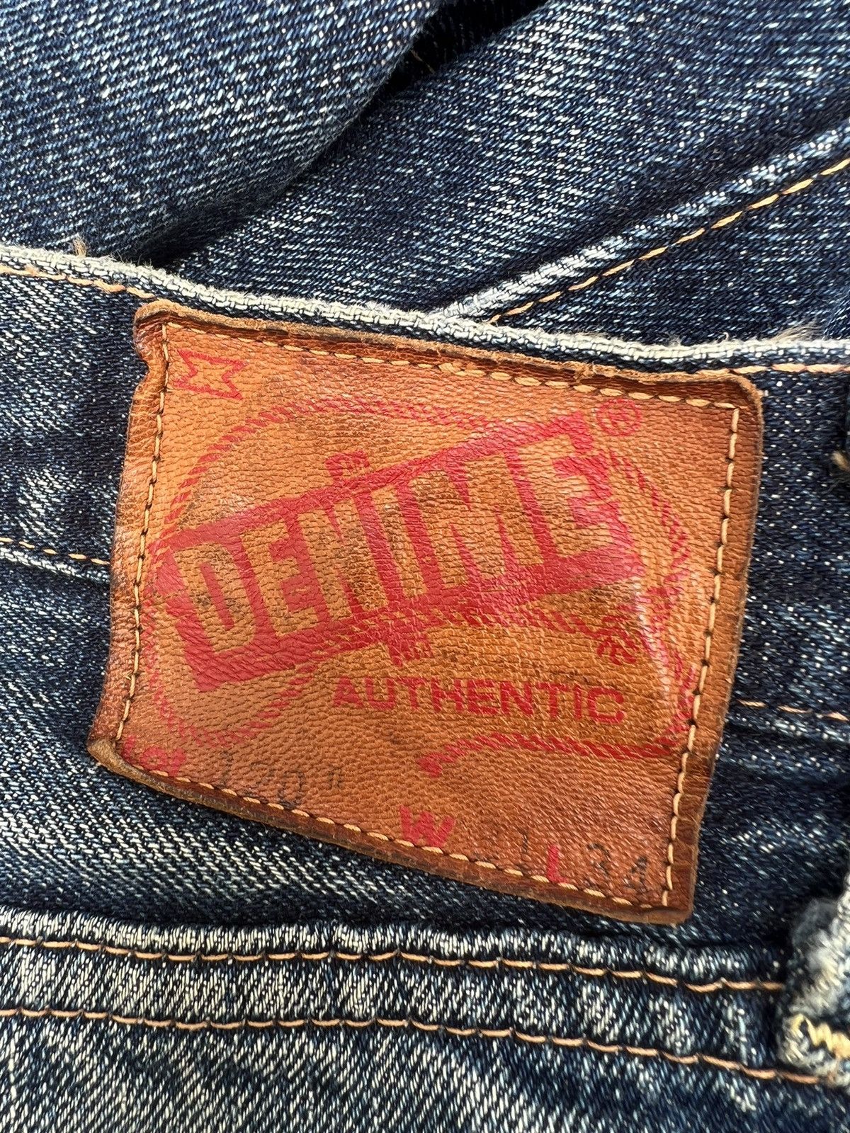 Denime VTG 90s DENIME Japan Leather Patch Selvedge Denim Crop Jeans Size US 31 - 23 Thumbnail