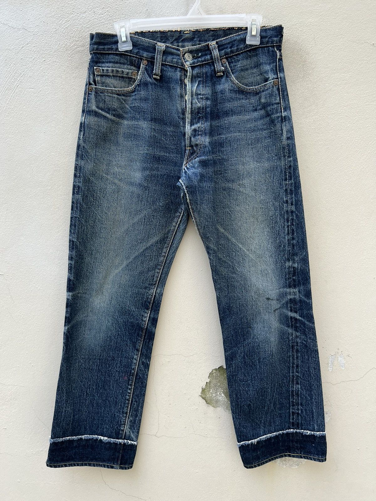 Denime VTG 90s DENIME Japan Leather Patch Selvedge Denim Crop Jeans Size US 31 - 6 Thumbnail