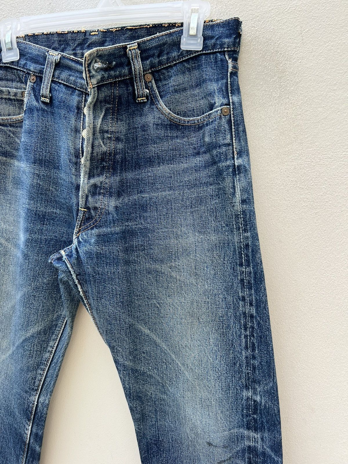 Denime VTG 90s DENIME Japan Leather Patch Selvedge Denim Crop Jeans Size US 31 - 11 Thumbnail