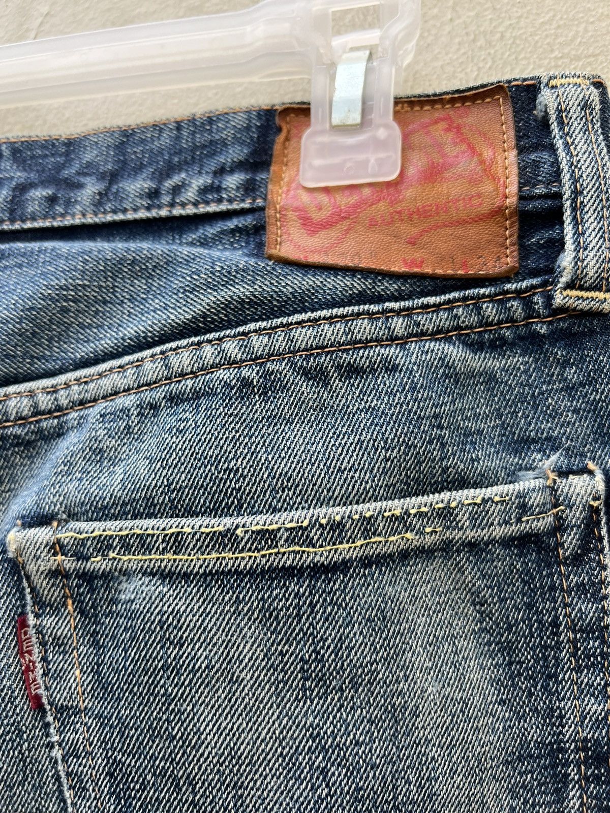 Denime VTG 90s DENIME Japan Leather Patch Selvedge Denim Crop Jeans Size US 31 - 20 Thumbnail