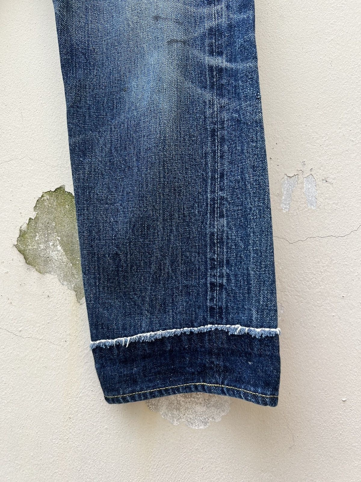 Denime VTG 90s DENIME Japan Leather Patch Selvedge Denim Crop Jeans Size US 31 - 13 Thumbnail