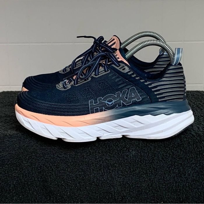 Hoka One One HOKA Bondi 6 Running Shoe SZ 6.5 Blue Pink GREAT CONDITION ...