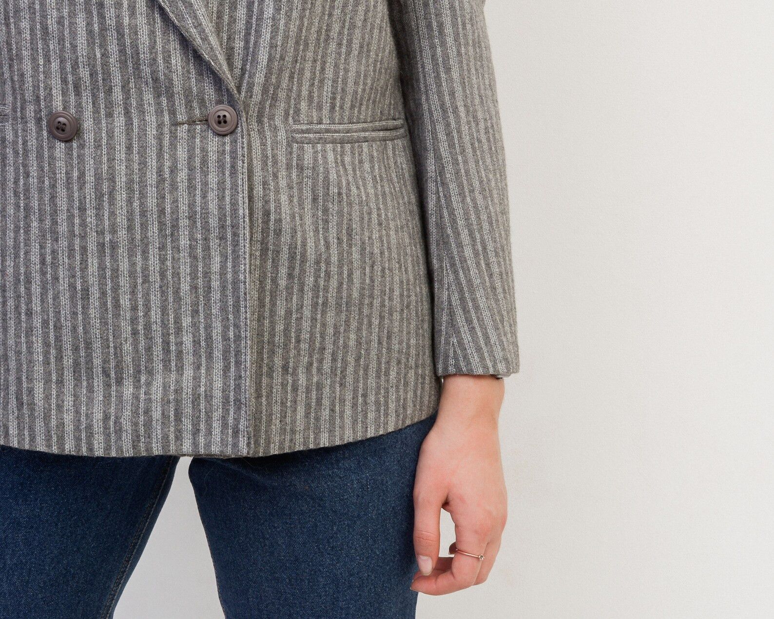 Smartwool × Vintage Wool Blazer Jacket Striped Coat Double Breasted Office Top Size L / US 10 / IT 46 - 7 Thumbnail