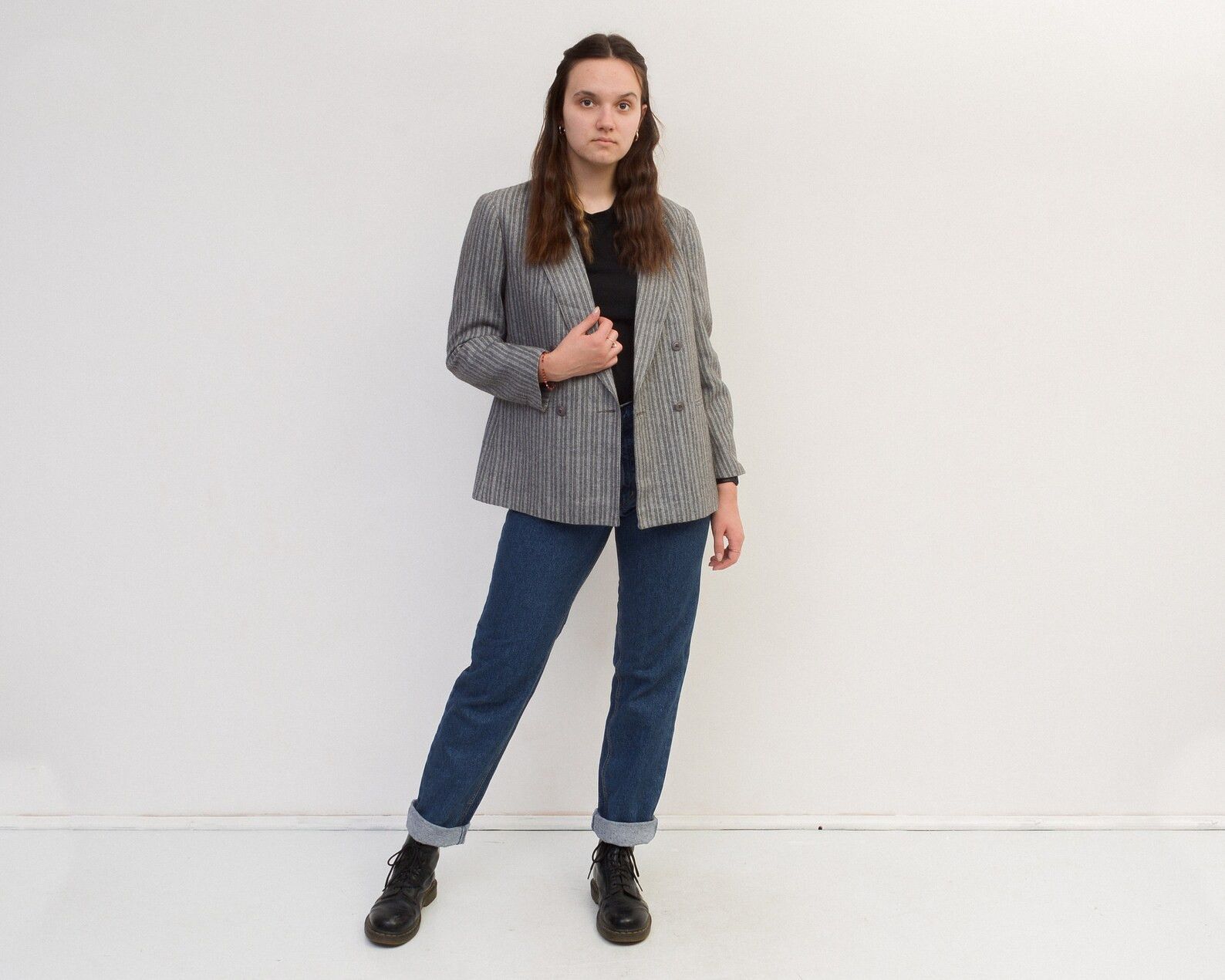 Smartwool × Vintage Wool Blazer Jacket Striped Coat Double Breasted Office Top Size L / US 10 / IT 46 - 3 Thumbnail