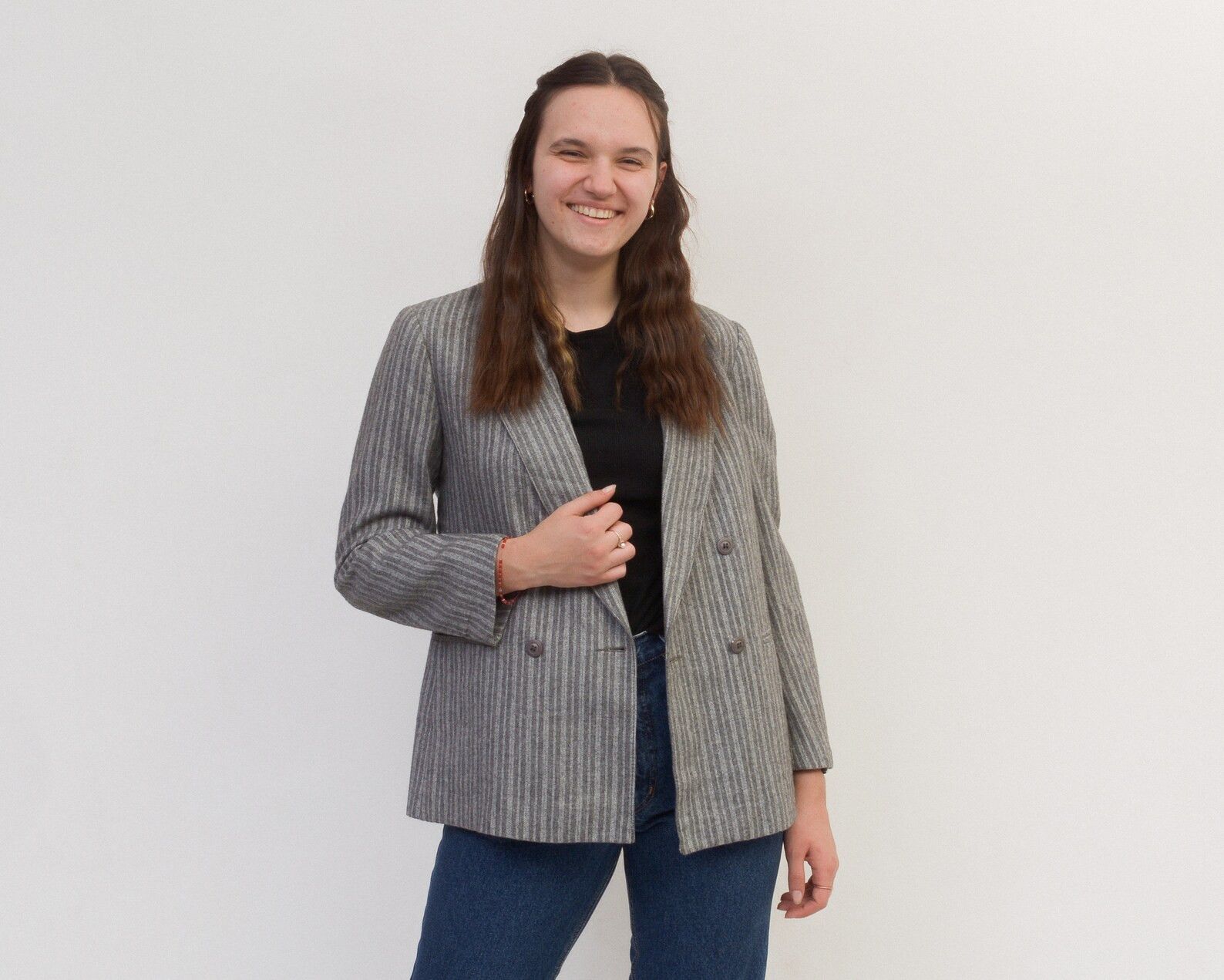 Smartwool × Vintage Wool Blazer Jacket Striped Coat Double Breasted Office Top Size L / US 10 / IT 46 - 1 Thumbnail