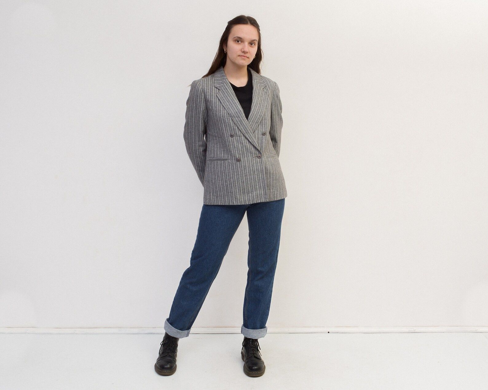 Smartwool × Vintage Wool Blazer Jacket Striped Coat Double Breasted Office Top Size L / US 10 / IT 46 - 2 Thumbnail