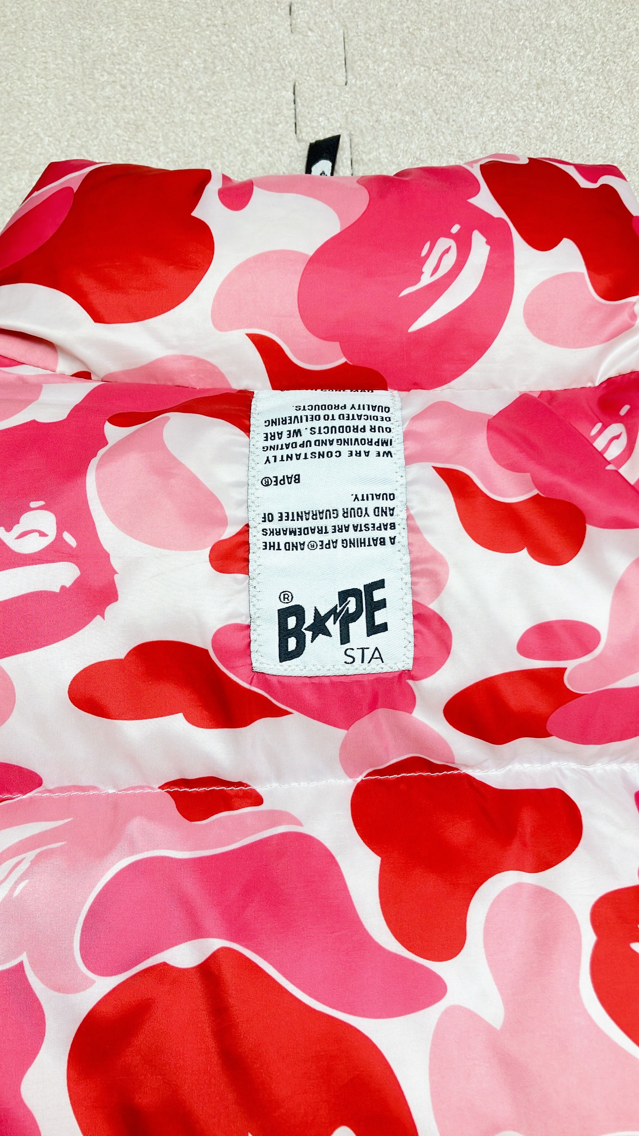 Bape Bape Pink ABC Camo Bapesta Logo Down jacket From Japan | Grailed