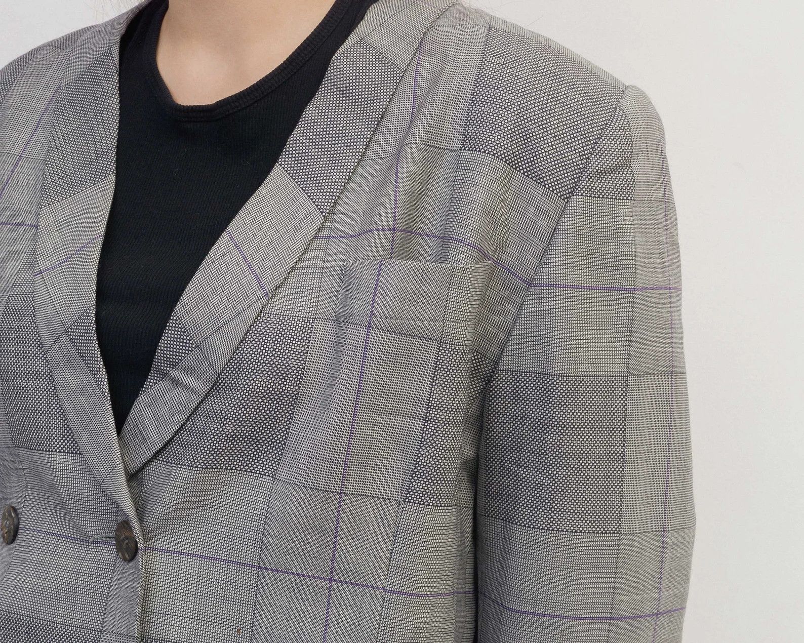Other × Vintage 80's Lutz Teutloff Wool Blazer Jacket Check Plaid Coat VTG Size L / US 10 / IT 46 - 5 Thumbnail