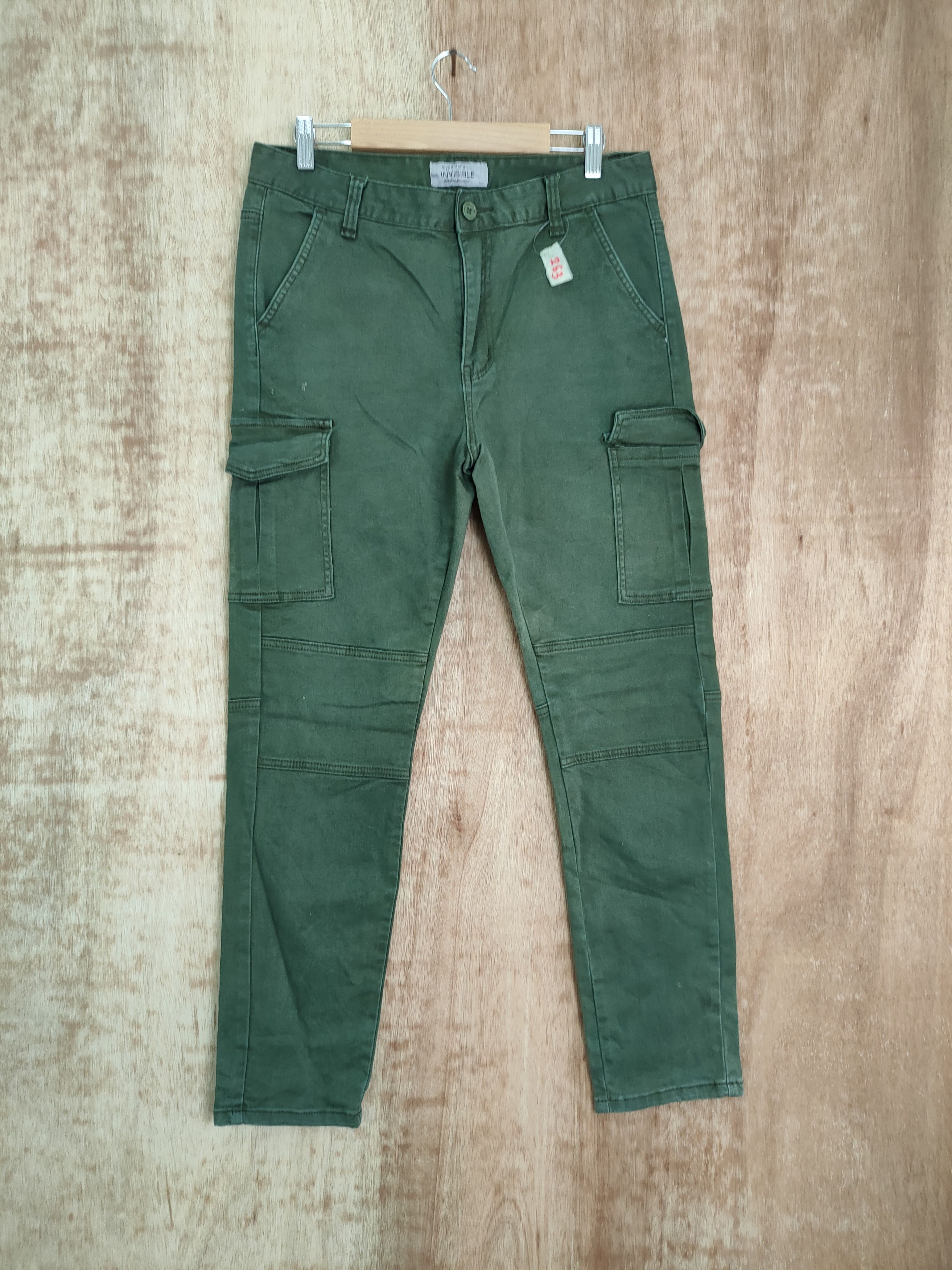 Japanese Brand DLL Invisible faded green skinny tactical cargo pants #263 Size US 31 - 1 Thumbnail