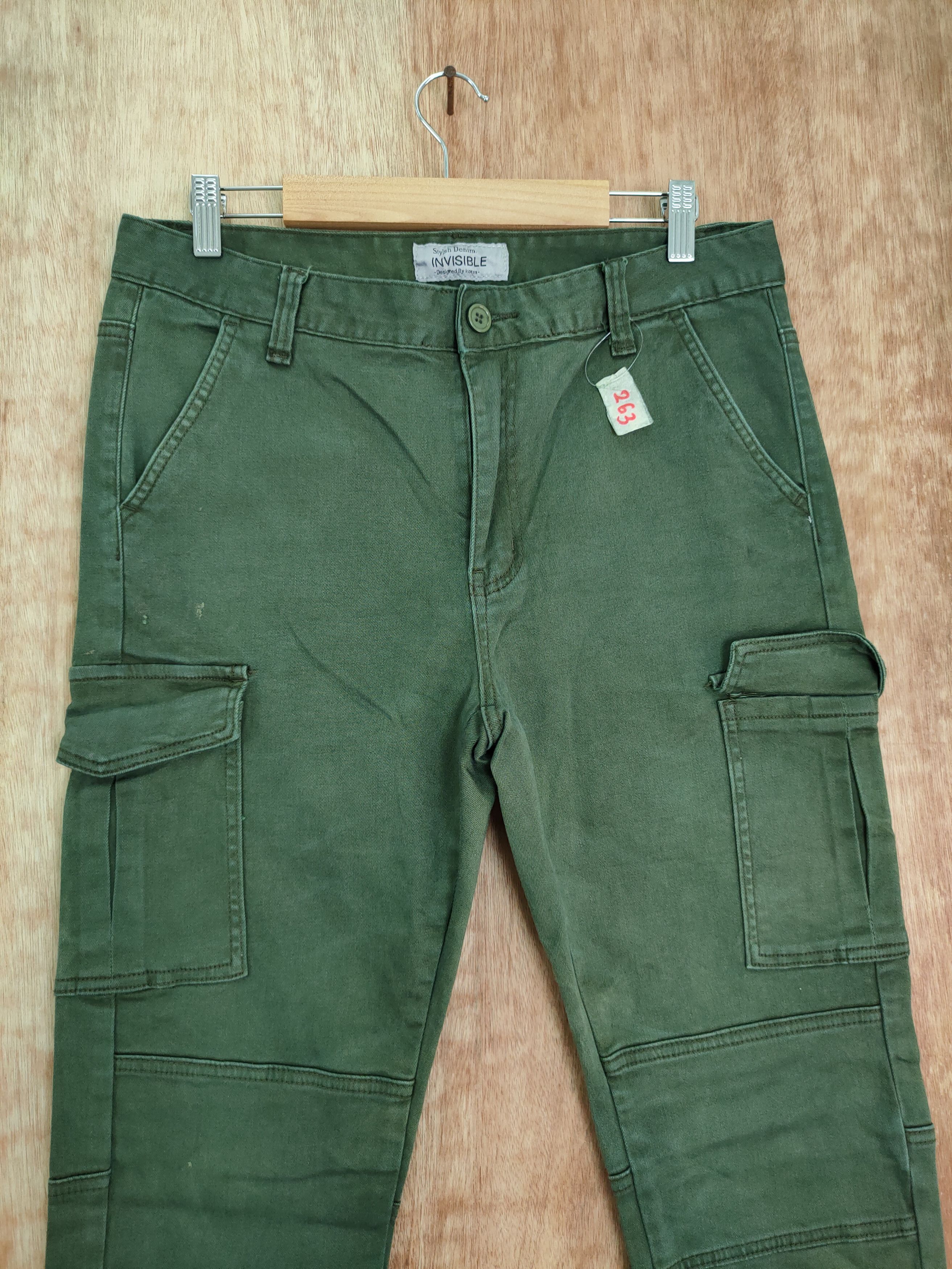 Japanese Brand DLL Invisible faded green skinny tactical cargo pants #263 Size US 31 - 3 Thumbnail